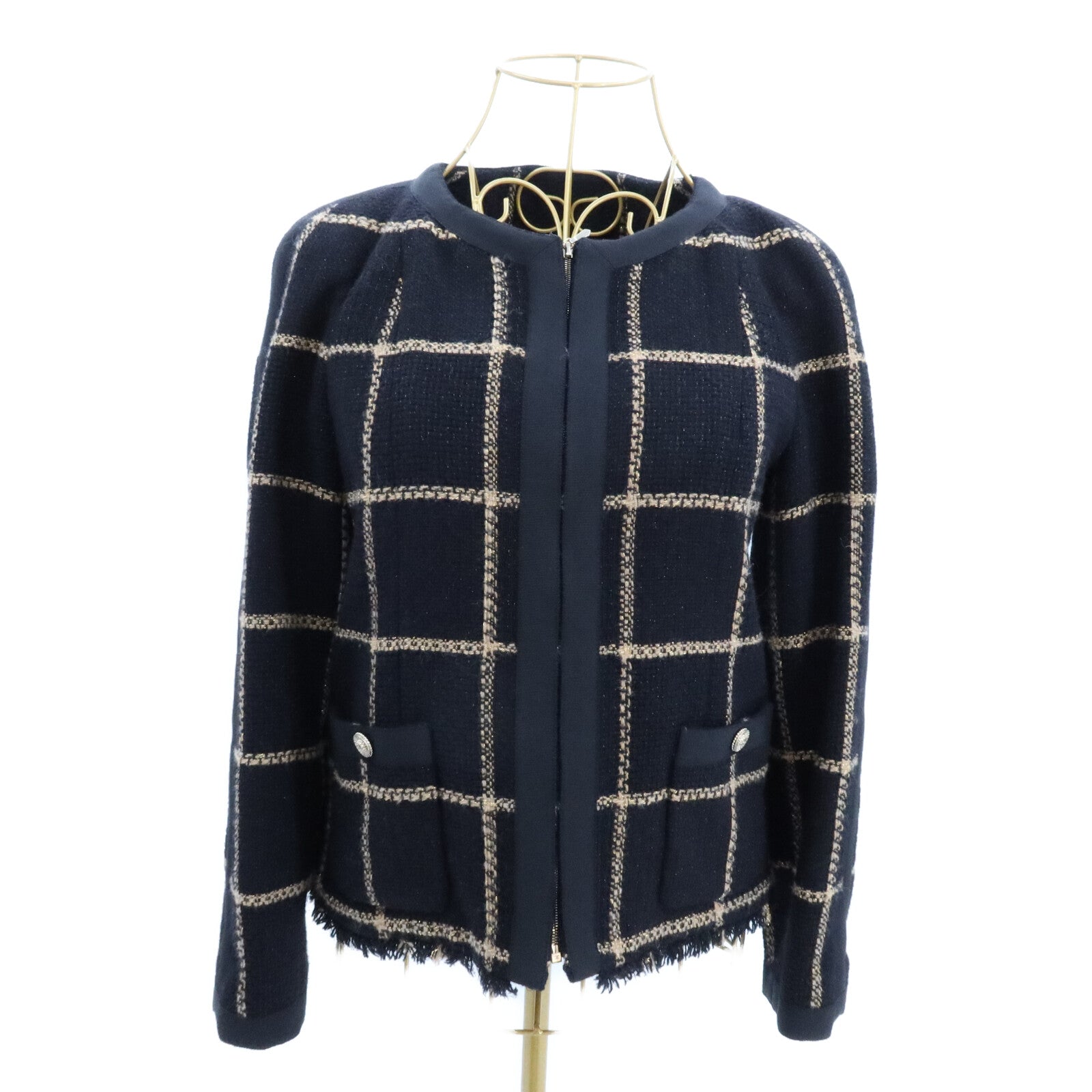 CHANEL Wool/Nylon Tweed Collarless Jacket外套