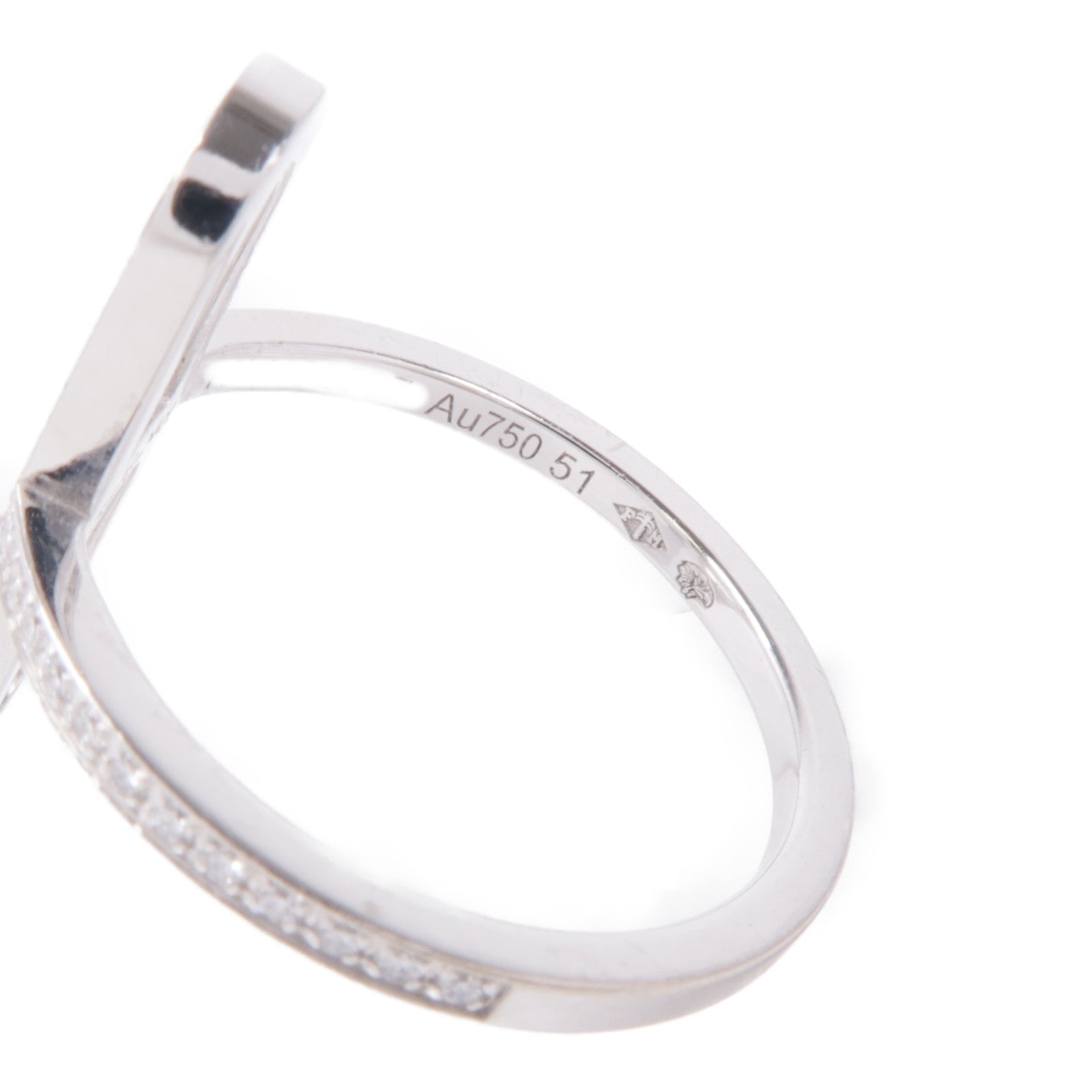 HERMES 18K白金Ever Chaine d'ancre Ring鑽石戒指Hermes#51/US#5.5