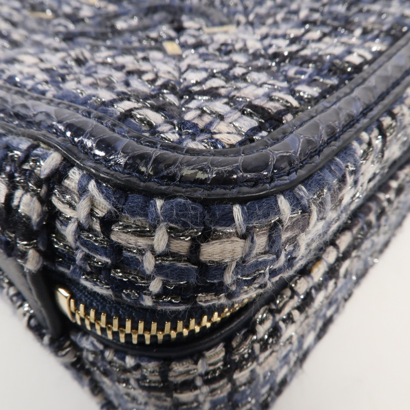 CHANEL 斜紋軟呢Vanity Case金扣鏈帶肩背袋