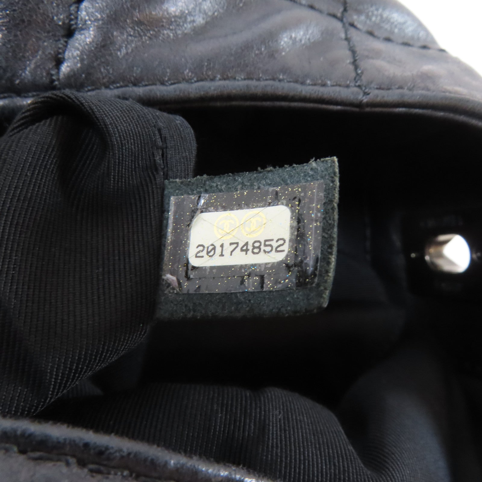 CHANEL 菱格羊皮皮革Tote Bag銀扣鏈帶肩背袋黑色