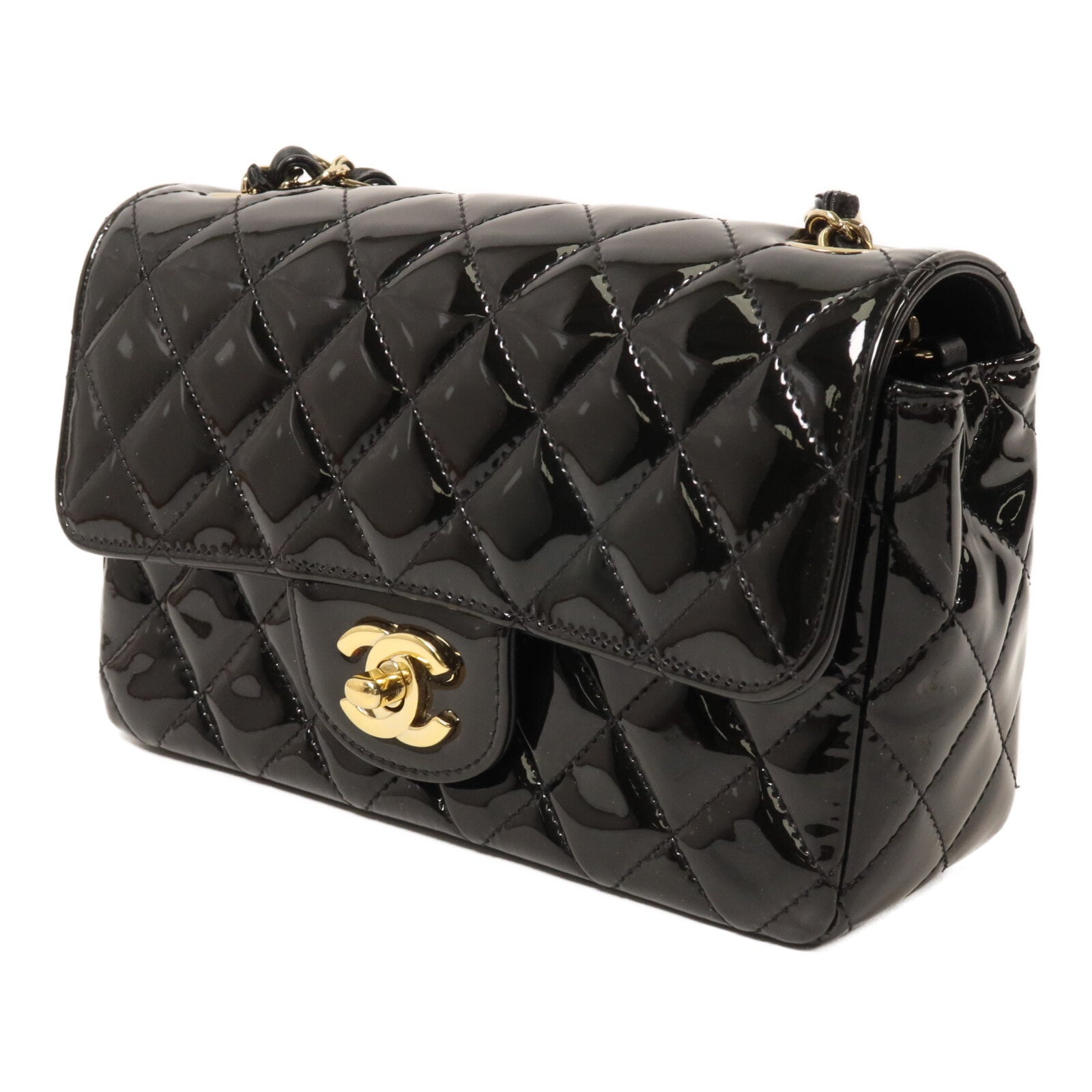 CHANEL 漆皮皮革Mini Classic 20鏈帶肩背袋