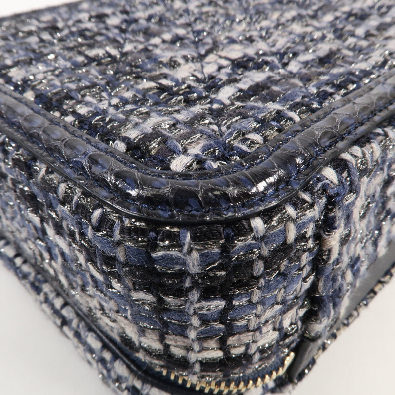 CHANEL 斜紋軟呢Vanity Case金扣鏈帶肩背袋