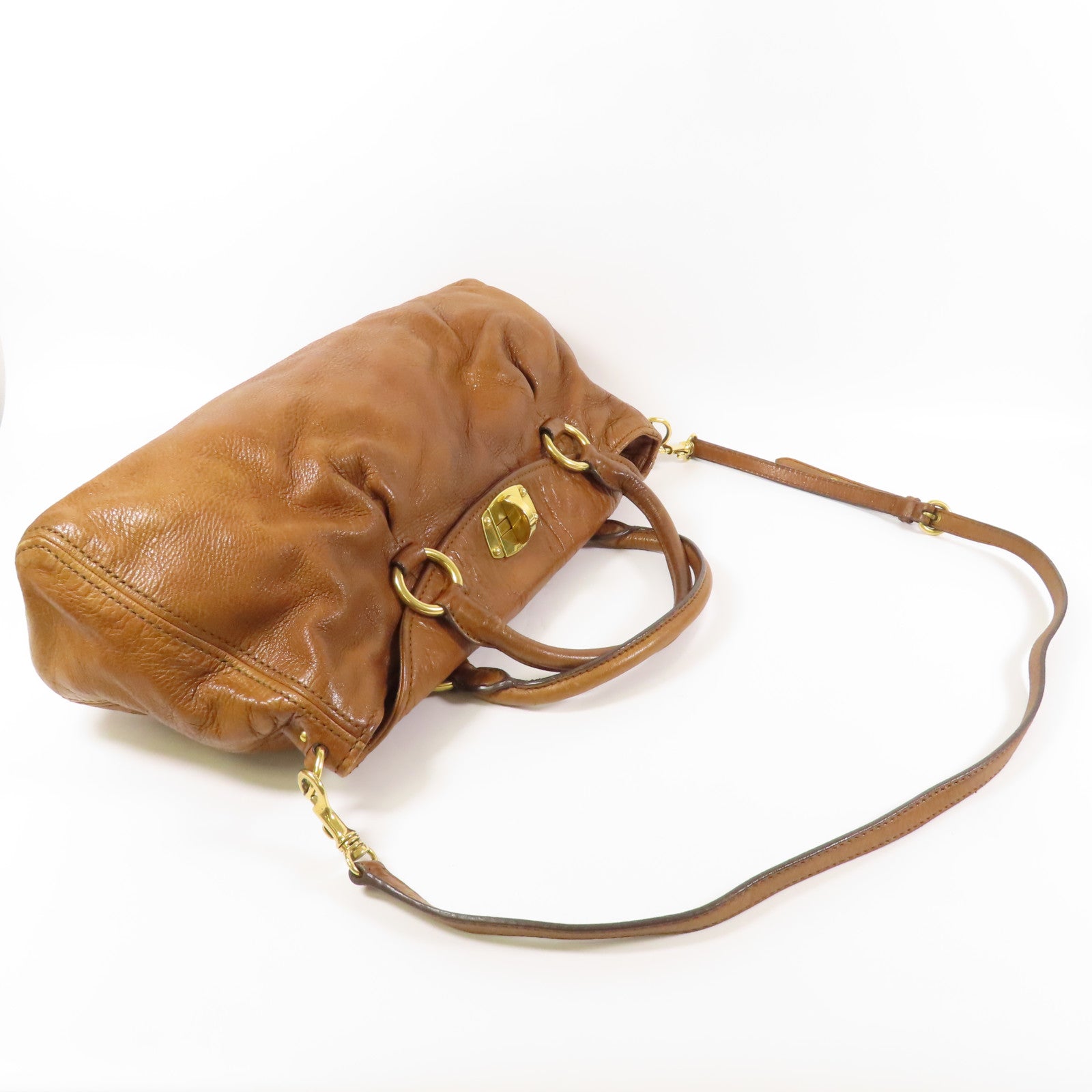 Miu Miu 牛皮皮革2 Way Shoulder金扣手挽肩背兩用袋