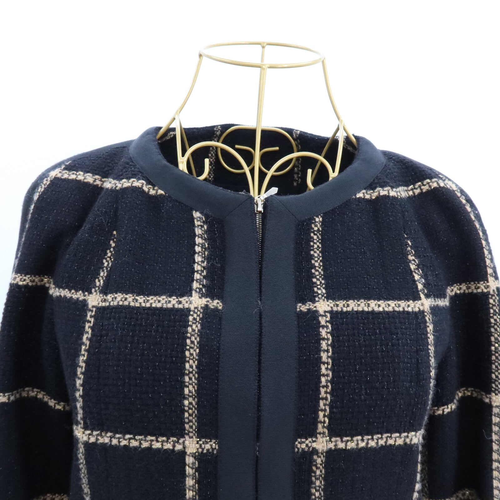 CHANEL Wool/Nylon Tweed Collarless Jacket外套