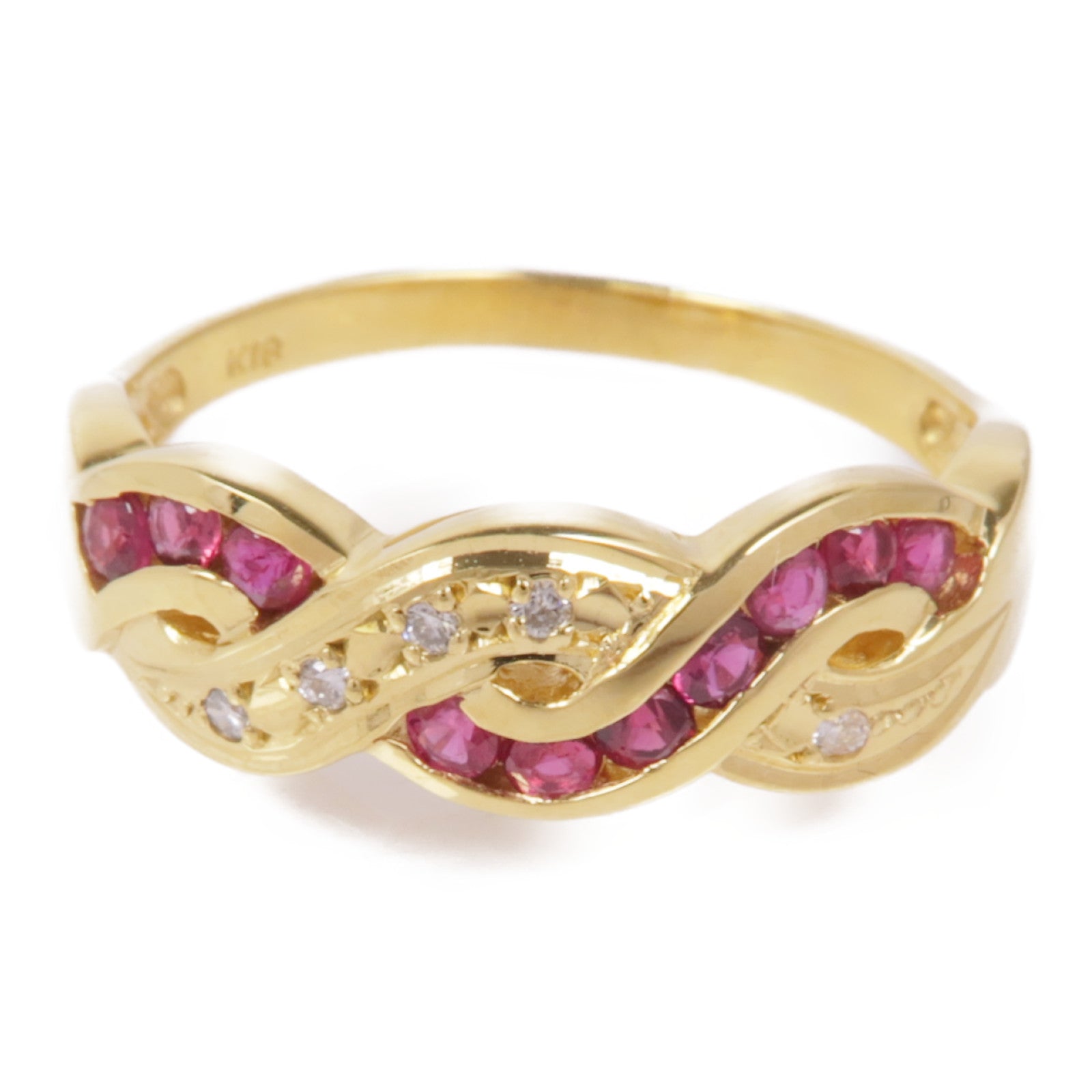 JEWELRY 18K黃金/Ruby Diamond鑽石戒指US#7