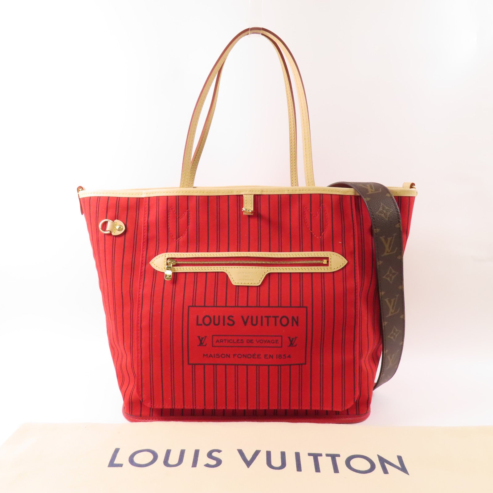 LOUIS VUITTON Monogram Neverfull Bandouliere Inside Out MM金扣手挽肩背兩用袋
