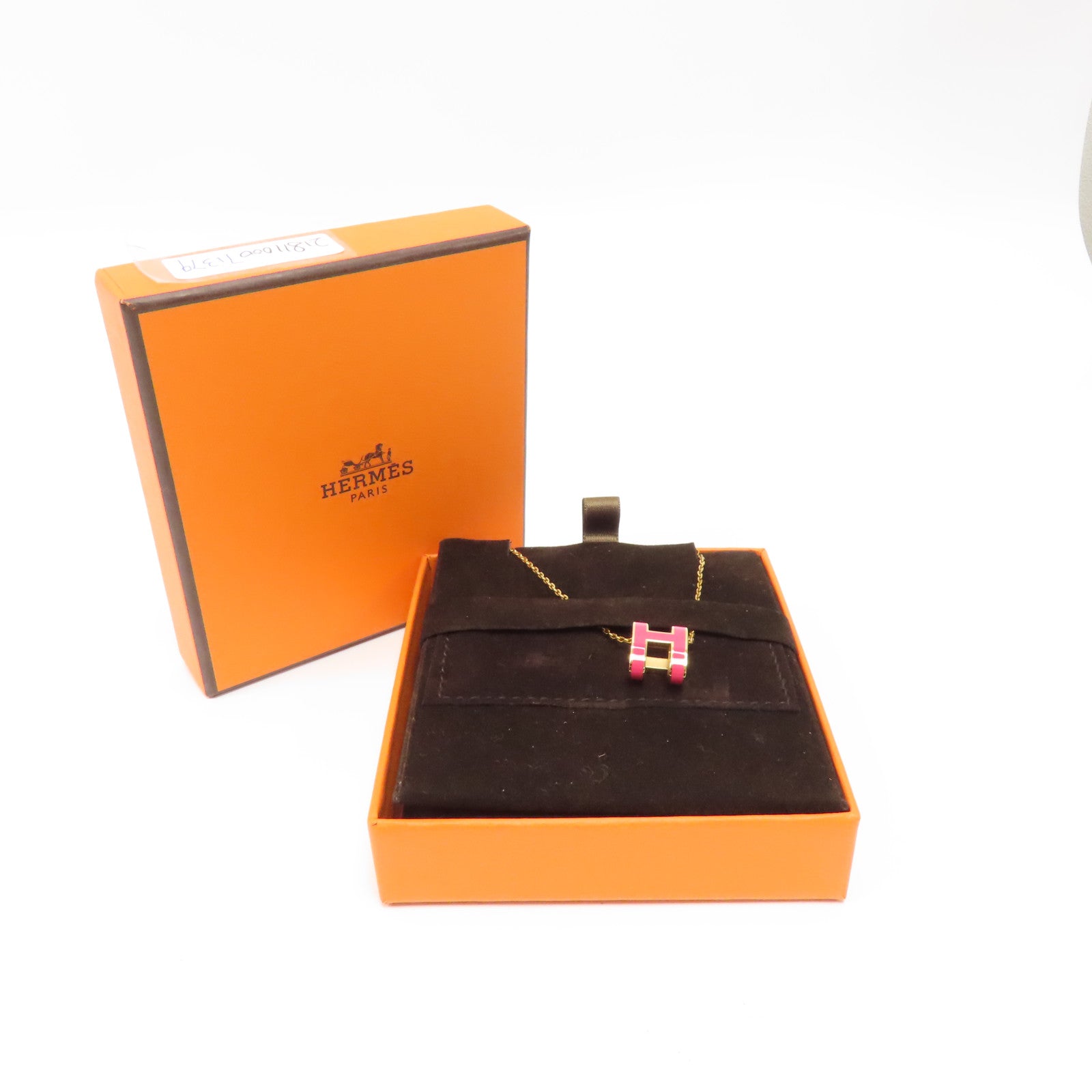 HERMES 金屬Pop H Necklace項鍊粉紅色/金色