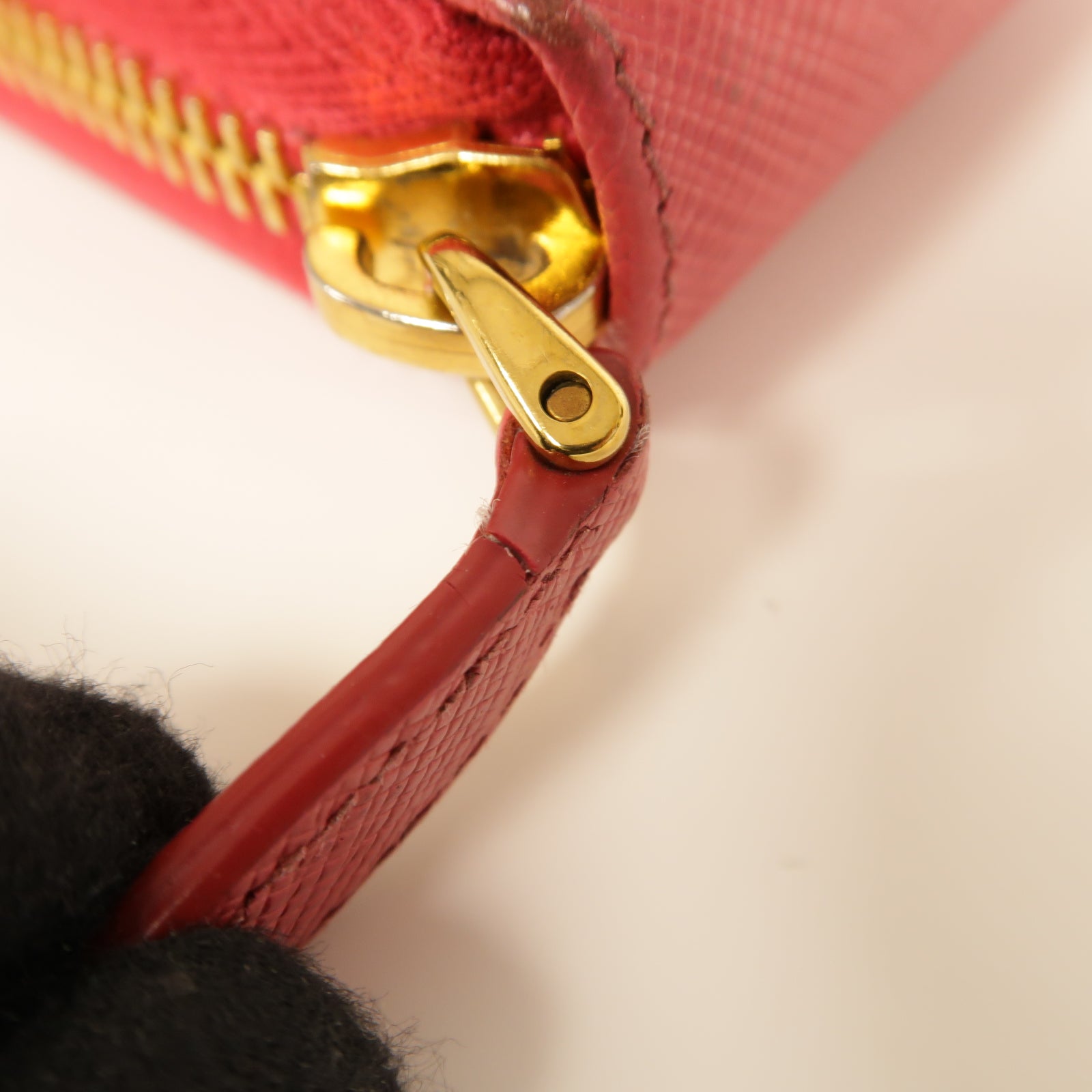 PRADA Saffiano皮革Zip Around Long Wallet金扣長錢包粉紅色