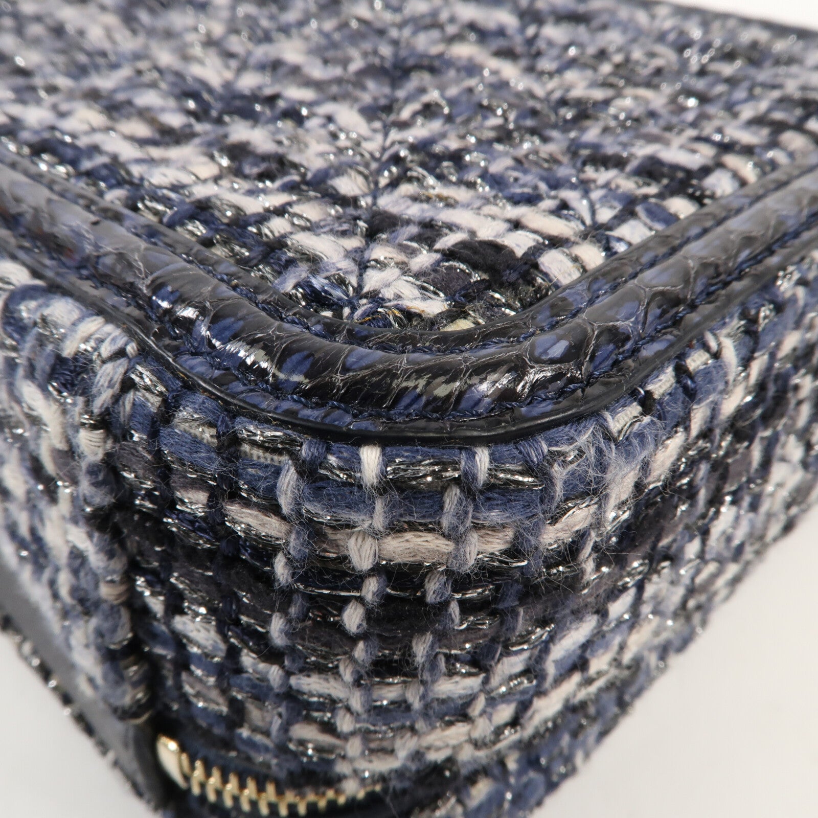 CHANEL 斜紋軟呢Vanity Case金扣鏈帶肩背袋