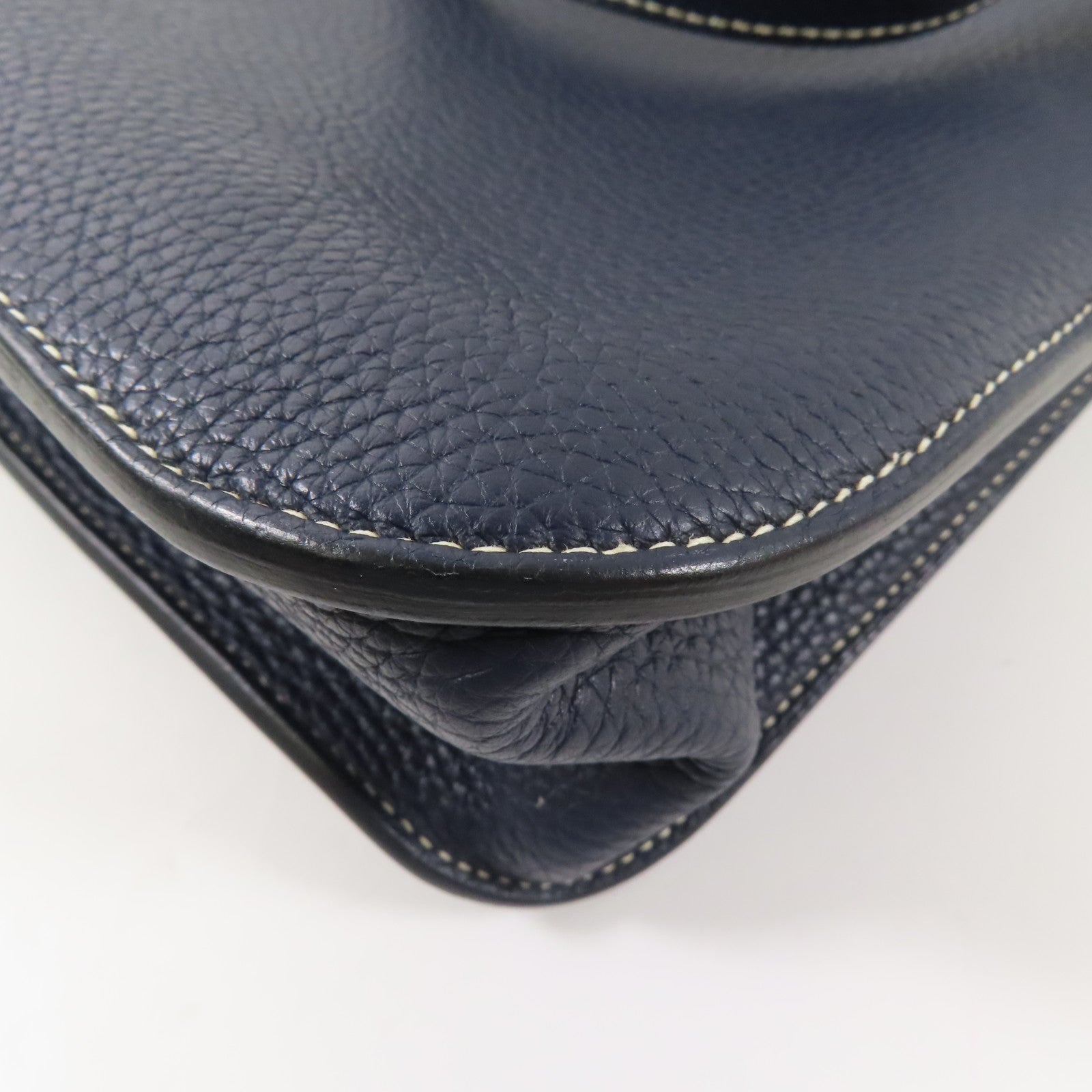 HERMES【激減優惠】 Clemence皮革Halzan 31銀扣手挽肩背兩用袋Bleu Nuit/Noir