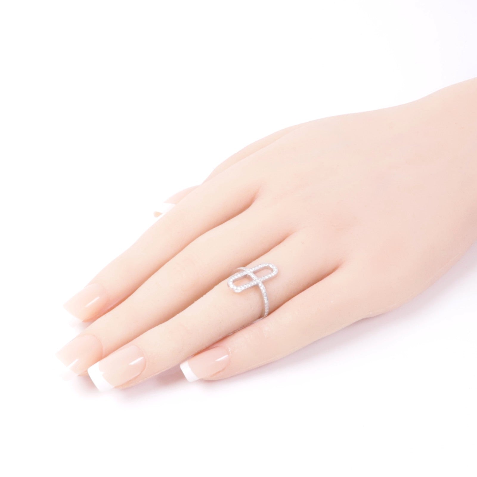 HERMES 18K白金Ever Chaine d'ancre Ring鑽石戒指Hermes#51/US#5.5