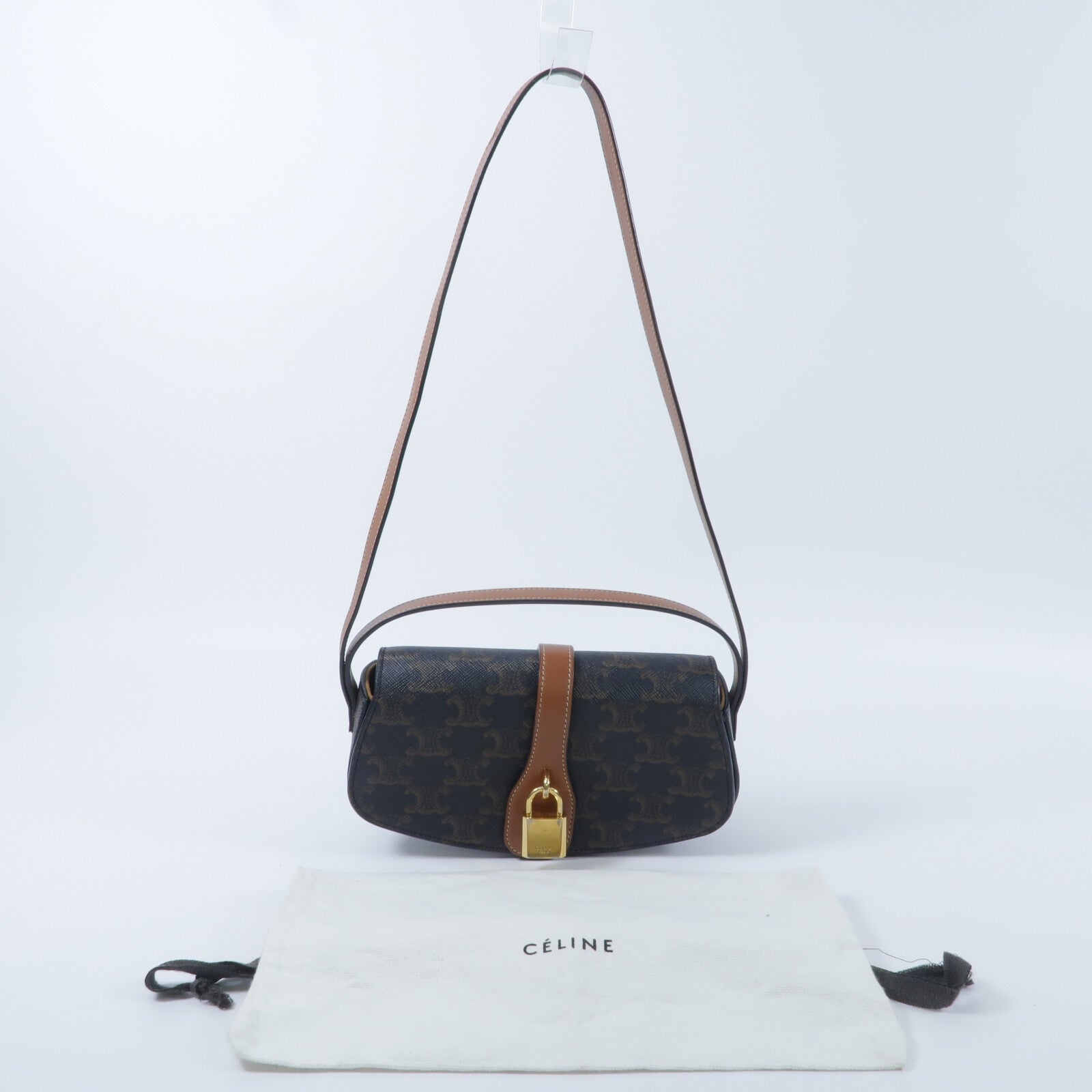 CELINE 塗層帆布Clutch On Strap Tabou手挽肩背兩用袋