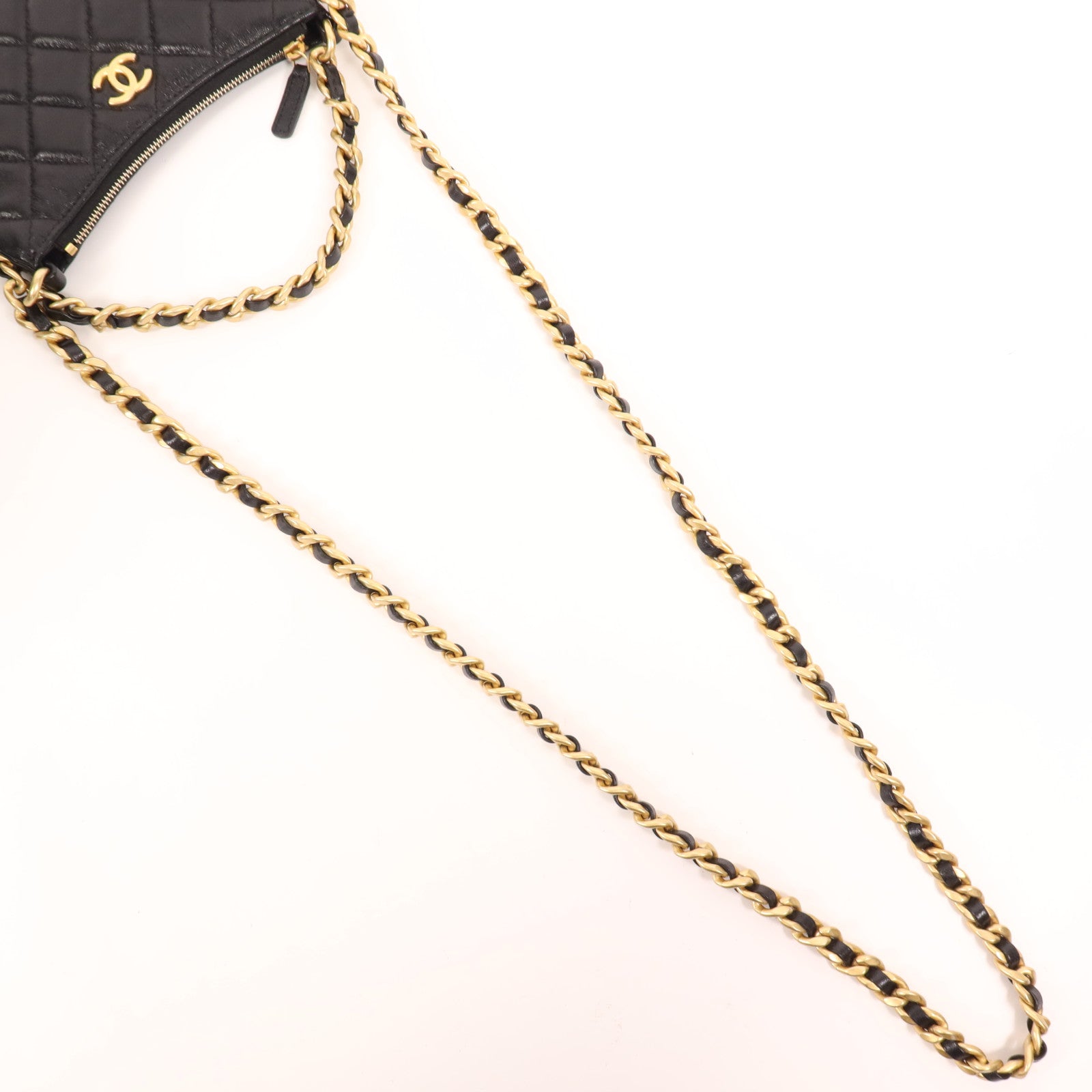 CHANEL 牛皮皮革Chain Shoulder金扣手挽肩背兩用袋