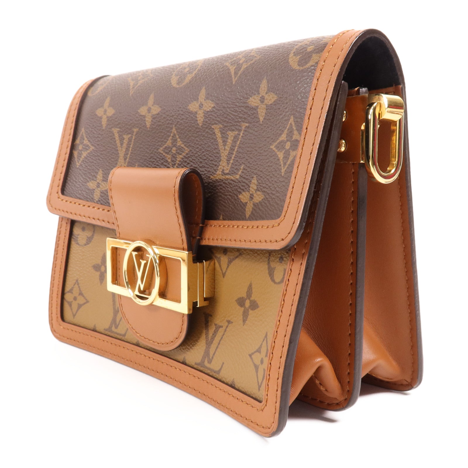 LOUIS VUITTON Monogram Reverse Mini Dauphine金扣肩背袋