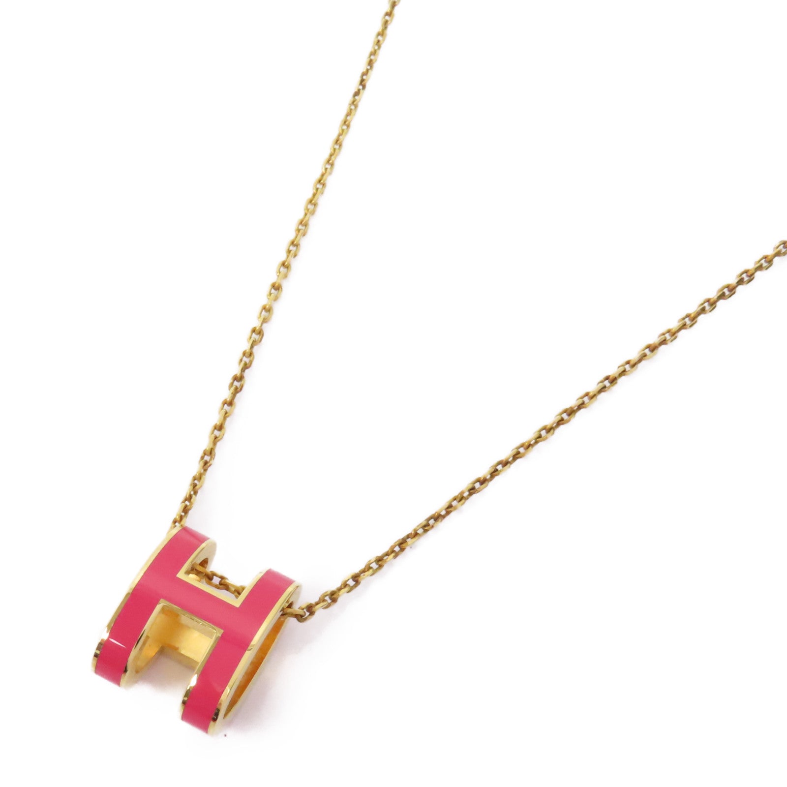 HERMES 金屬Pop H Necklace項鍊粉紅色/金色
