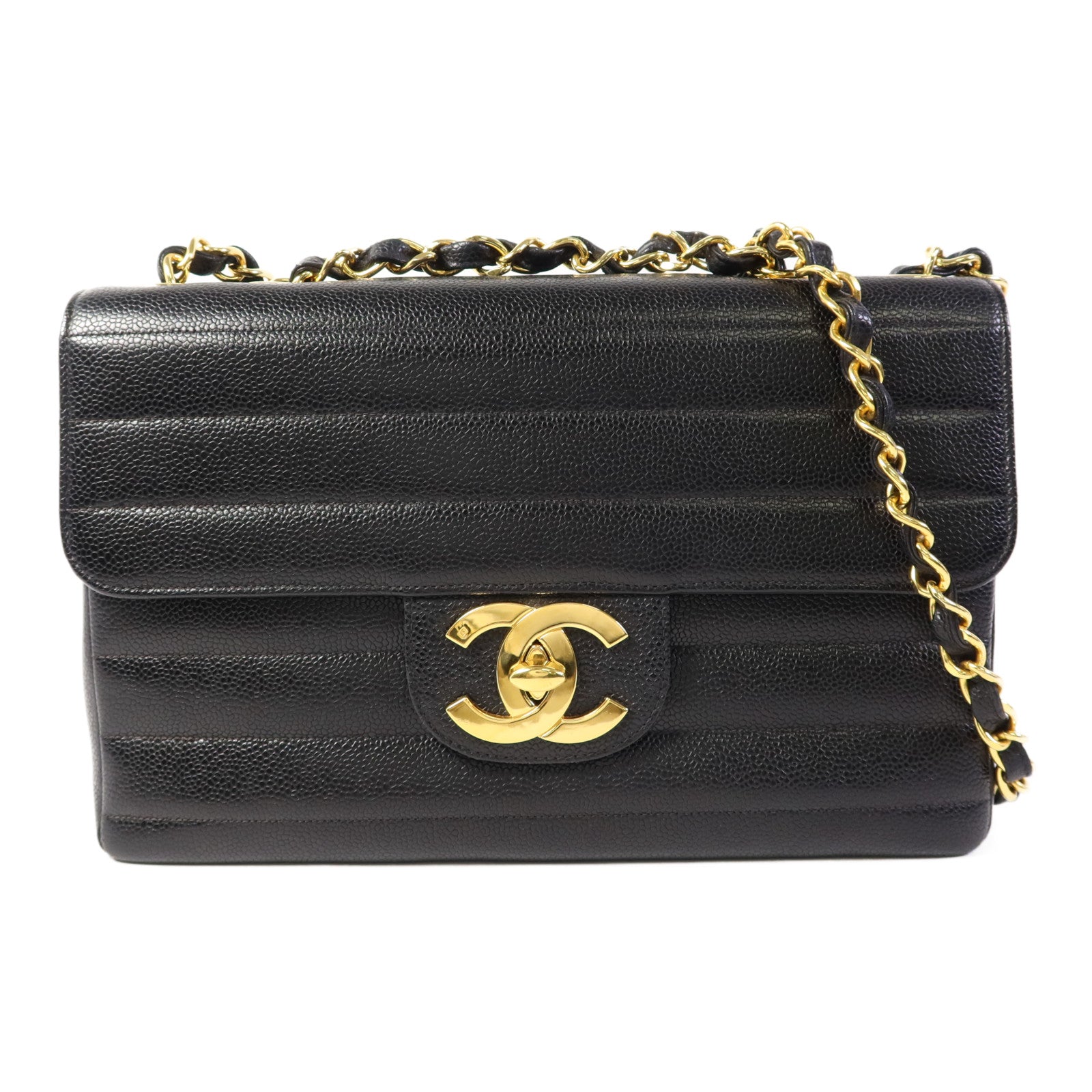 CHANEL 牛皮皮革Vintage Chain Shoulder金扣肩背袋