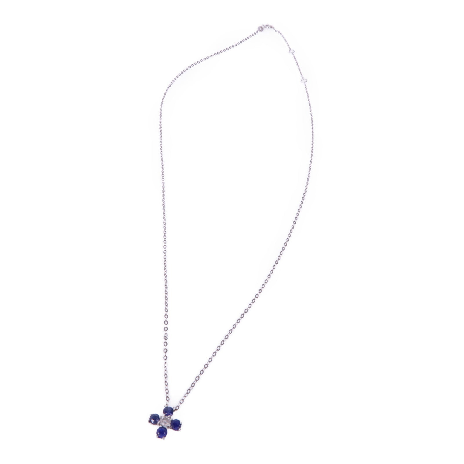 JEWELRY 18K白金Sapphire Diamond Necklace藍寶石/鑽石項鍊