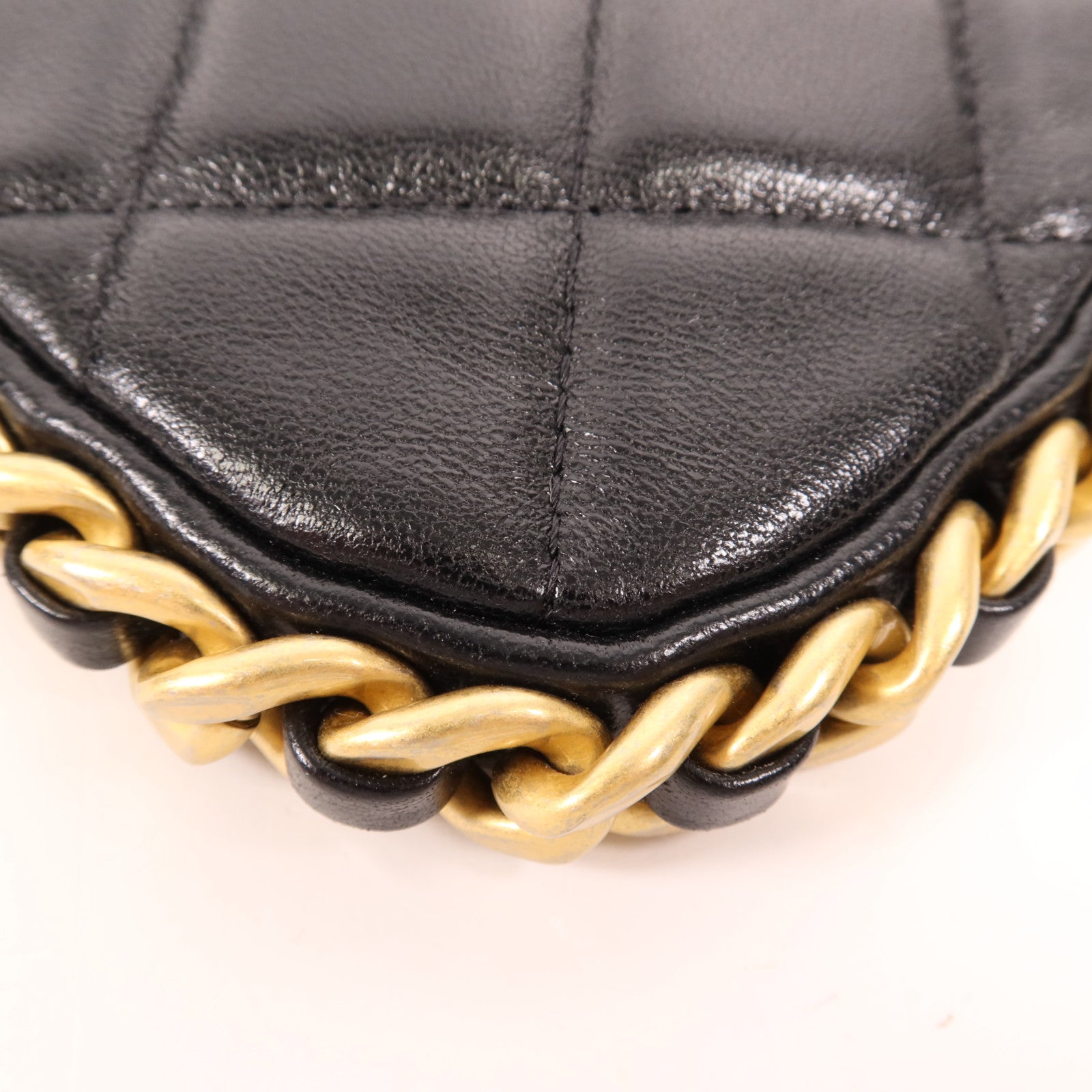 CHANEL 牛皮皮革Chain Shoulder金扣手挽肩背兩用袋