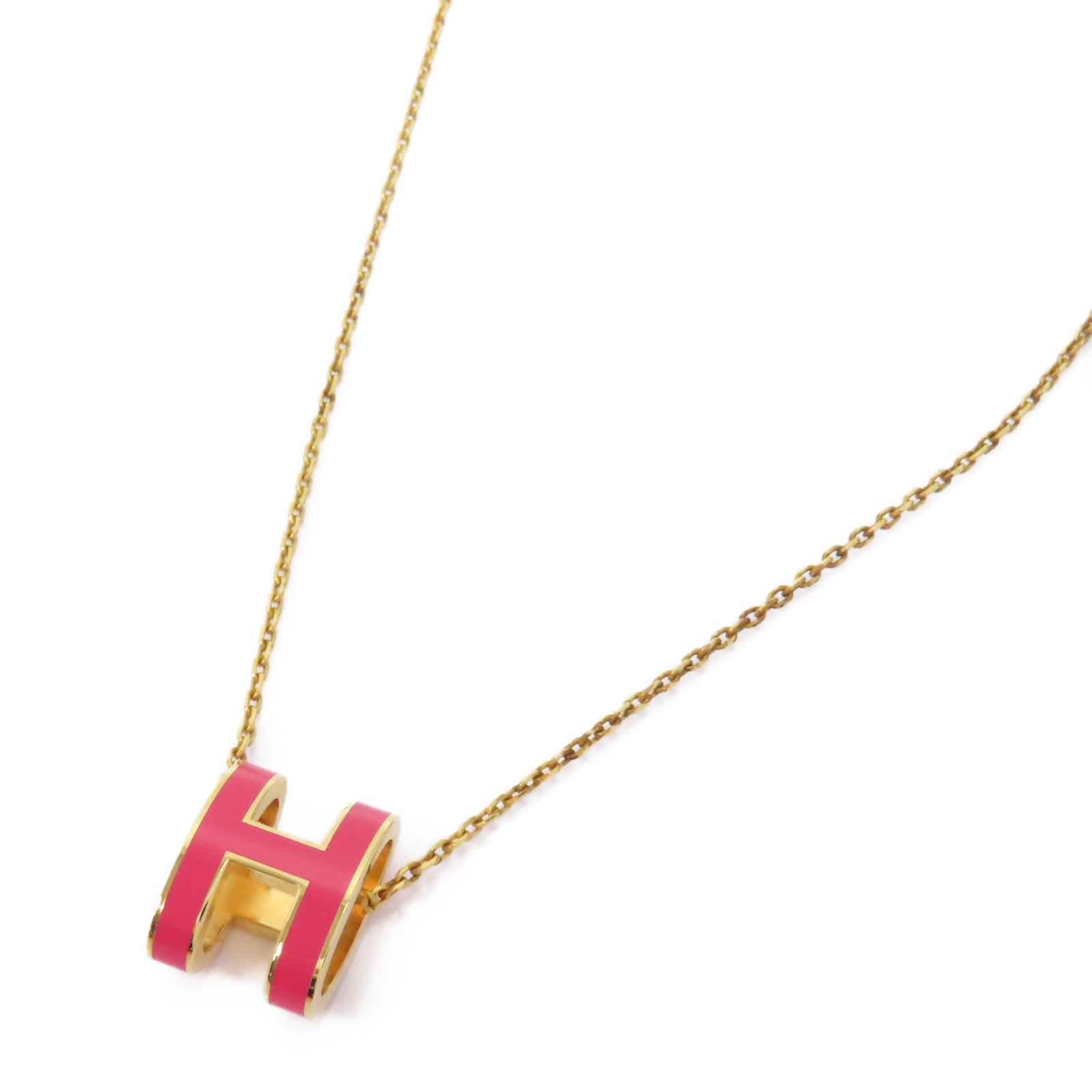 HERMES 金屬Pop H Necklace項鍊粉紅色/金色