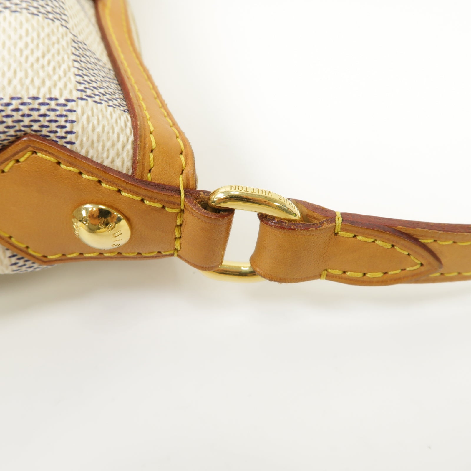 LOUIS VUITTON Damier Azur Siracusa PM金扣肩背袋白色