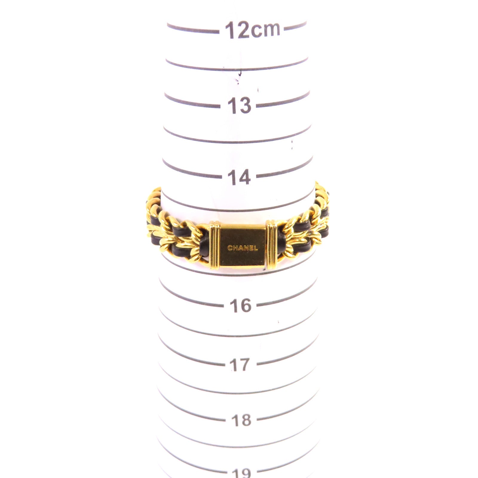 CHANEL Premiere L Watch/不鏽鋼/鍍金/皮帶金扣石英機芯手錶黑色/金色