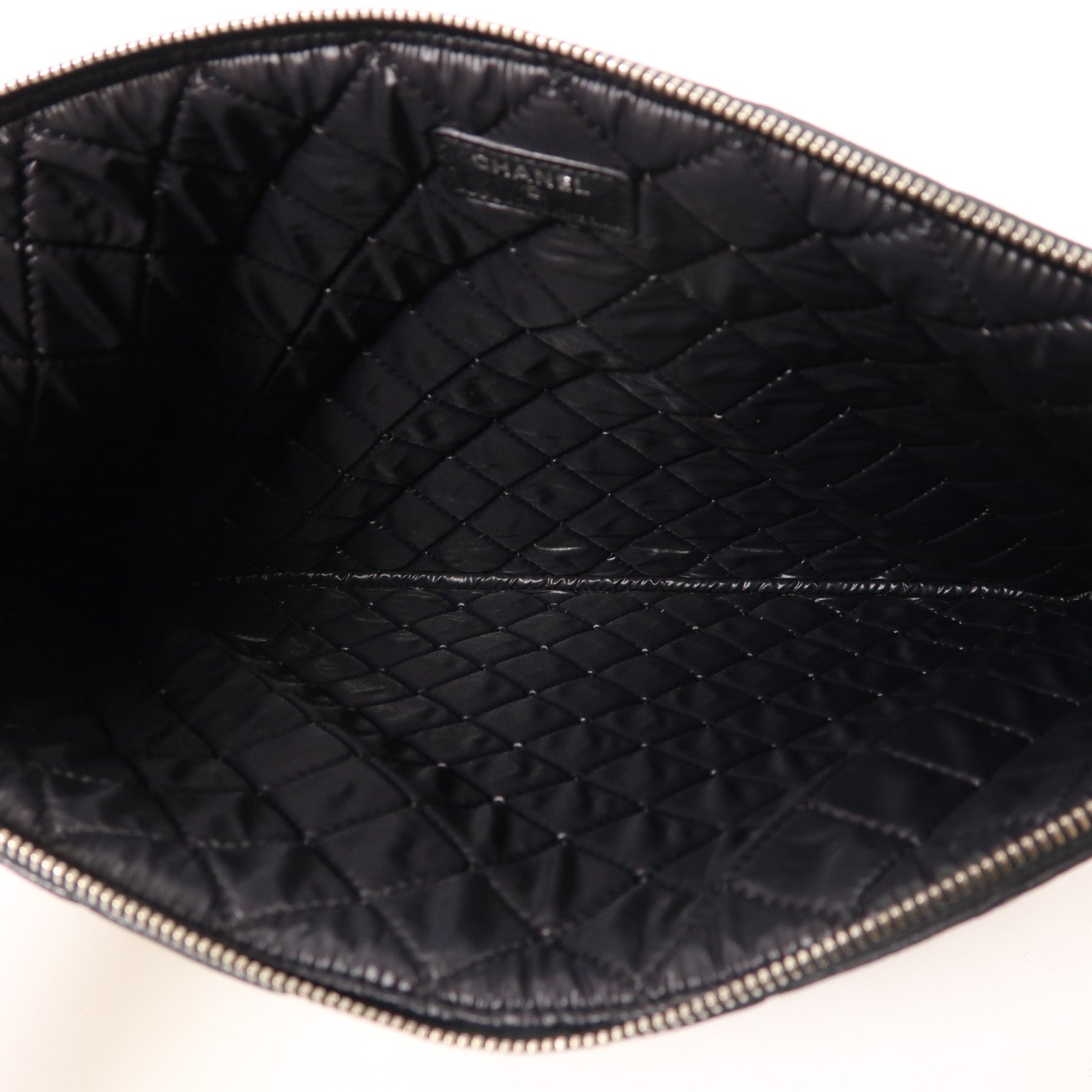 CHANEL 牛皮皮革Clutch Bag銀扣手拿包