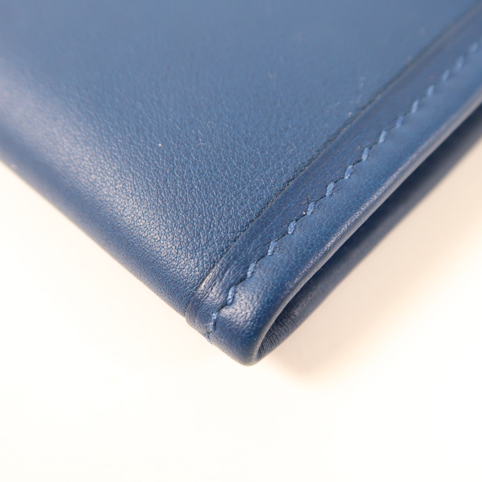 HERMES Swift皮革Jige Duo銀扣長錢包Bleu Brighton