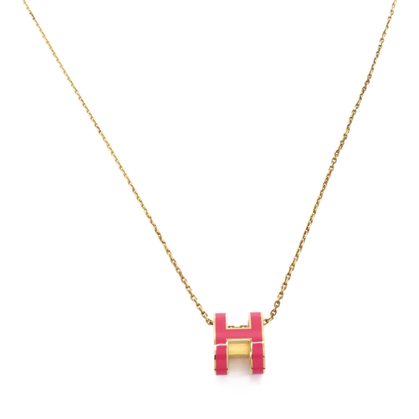 HERMES 金屬Pop H Necklace項鍊粉紅色/金色