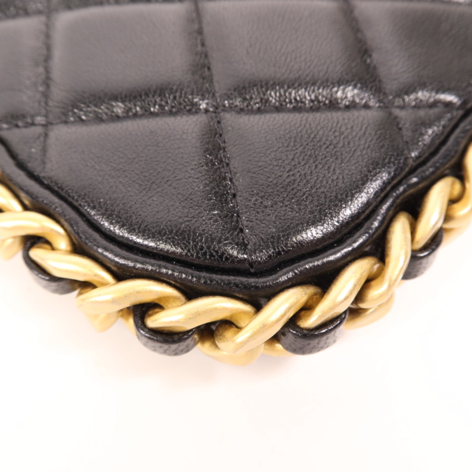 CHANEL 牛皮皮革Chain Shoulder金扣手挽肩背兩用袋