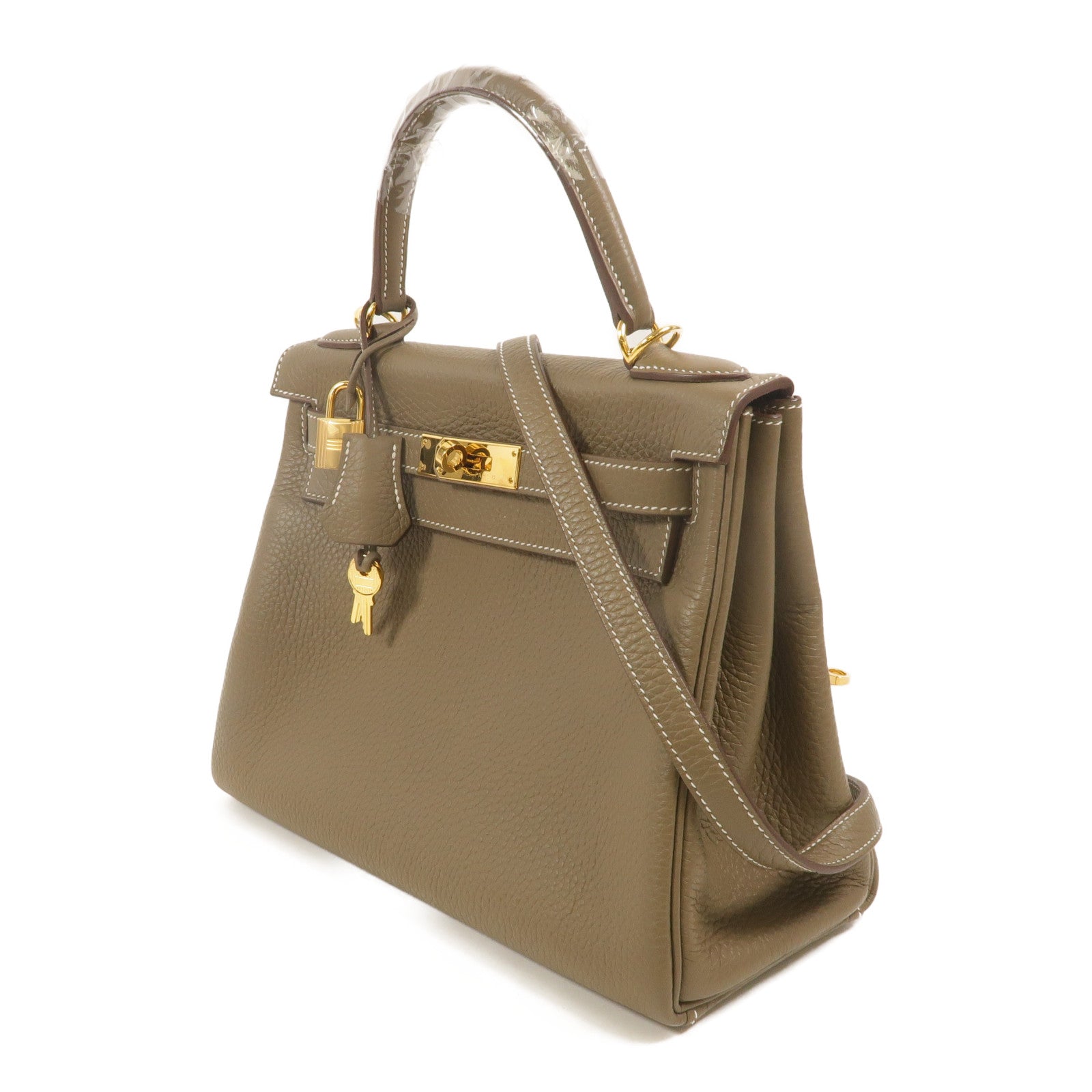 HERMES Togo皮革Kelly 28手挽肩背兩用袋Etoupe