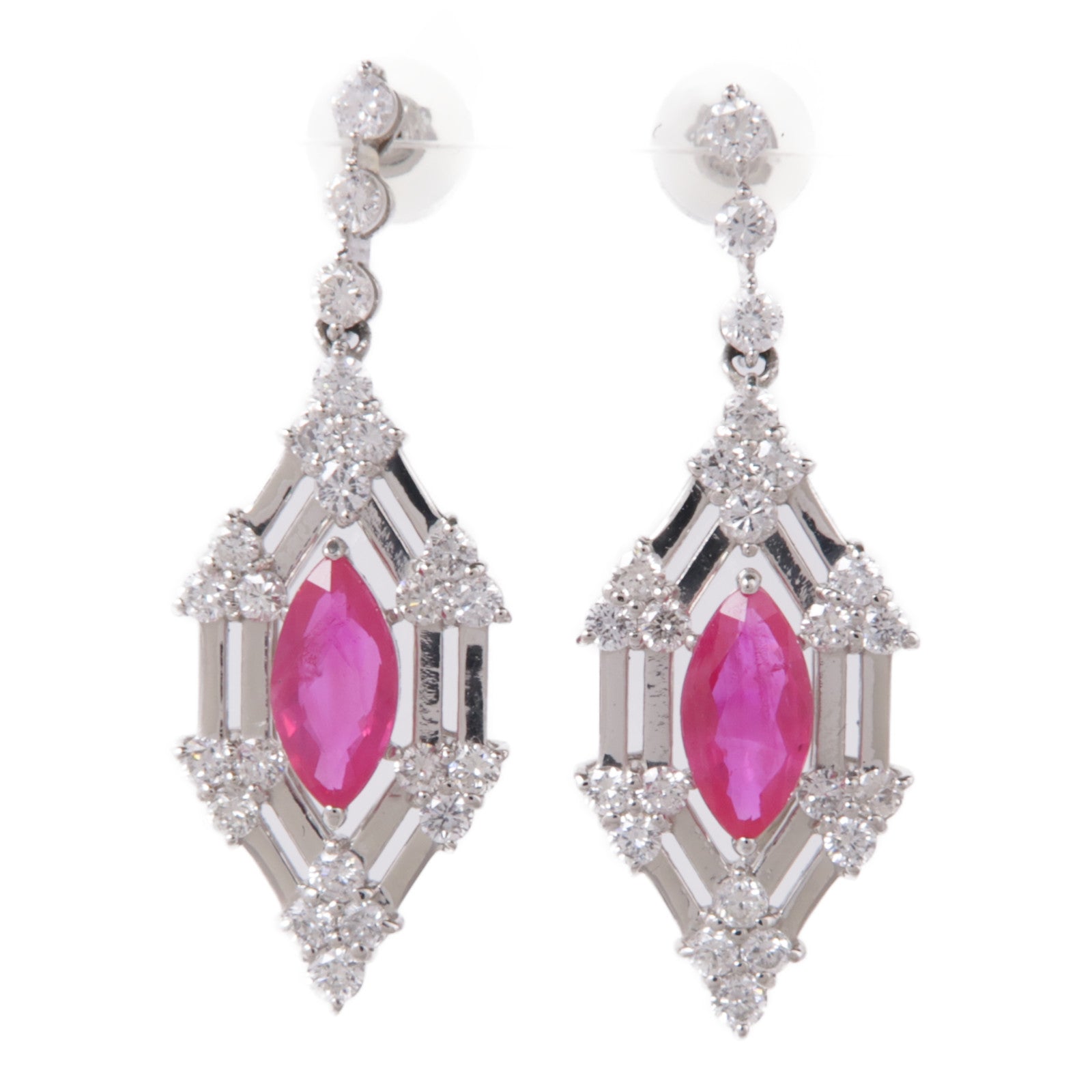 JEWELRY 【激減優惠】PT900鉑金Ruby/Diamond Earrings紅寶石/鑽石耳環