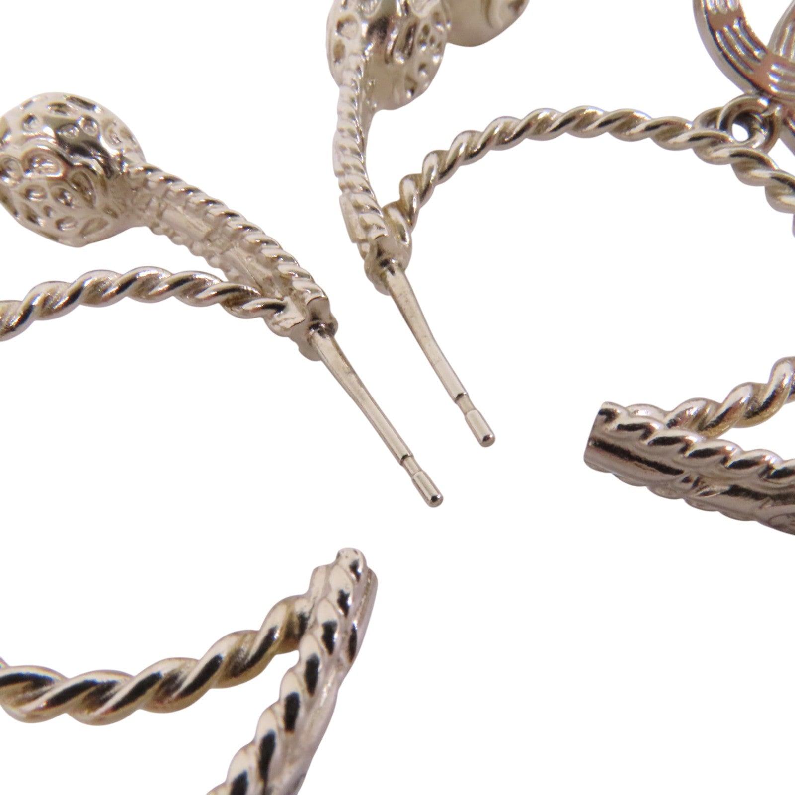 CHANEL 金屬/水鑽Earrings銀扣耳環