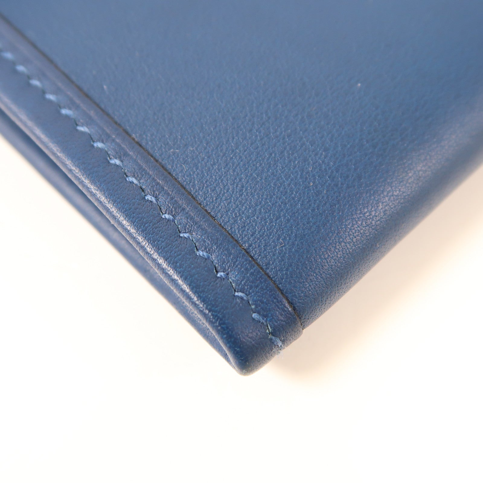 HERMES Swift皮革Jige Duo銀扣長錢包Bleu Brighton