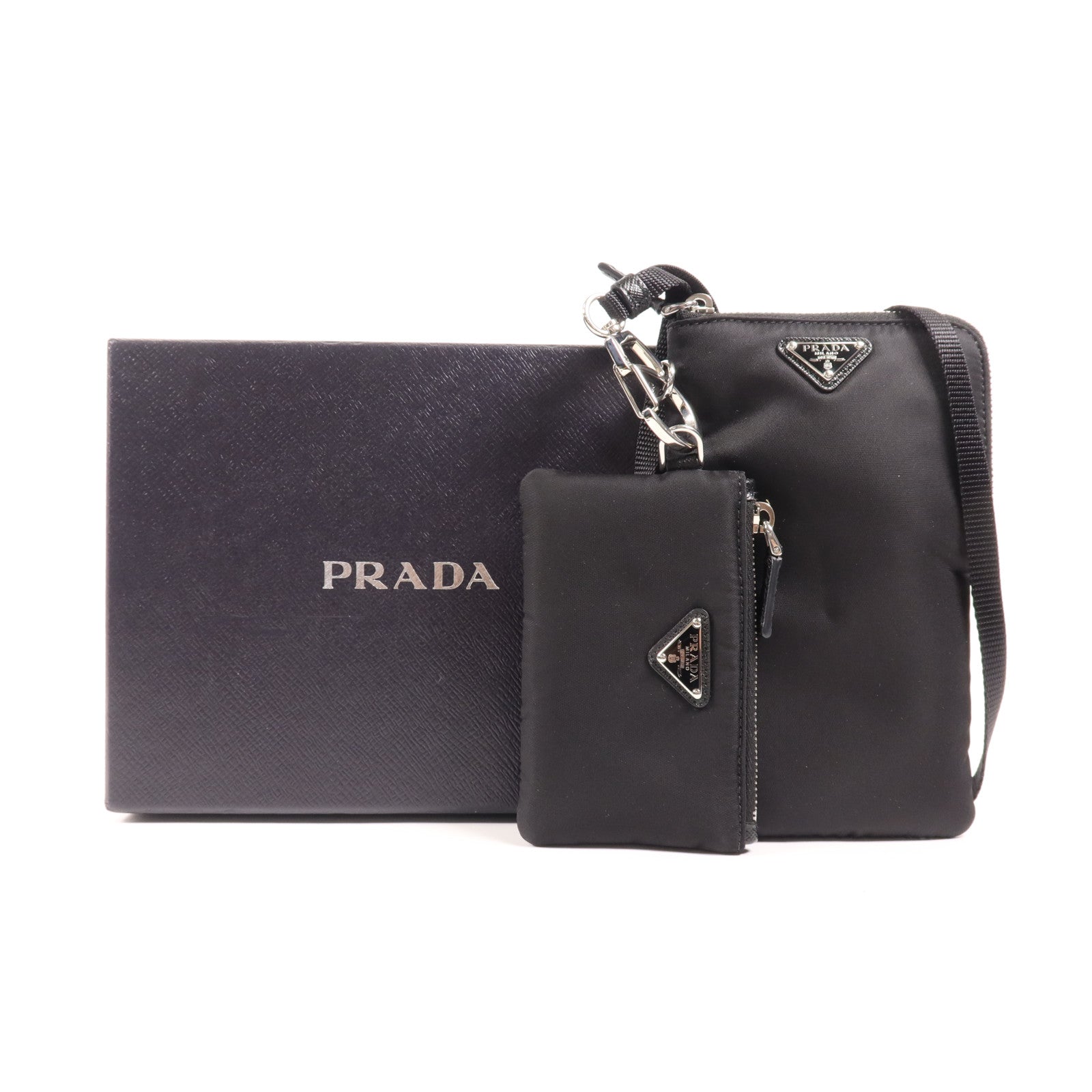 PRADA 尼龍SmartPhone Case銀扣肩背袋