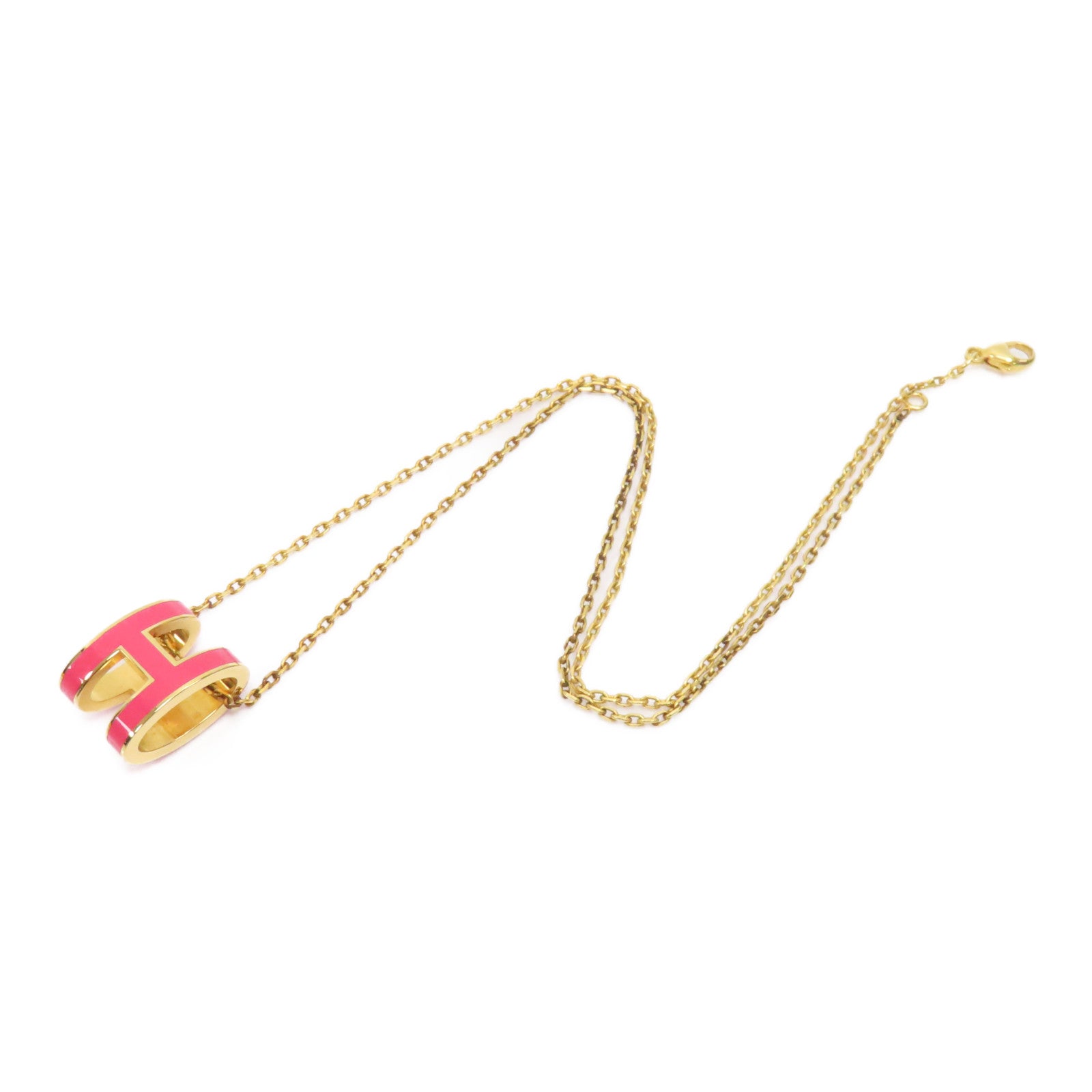 HERMES 金屬Pop H Necklace項鍊粉紅色/金色