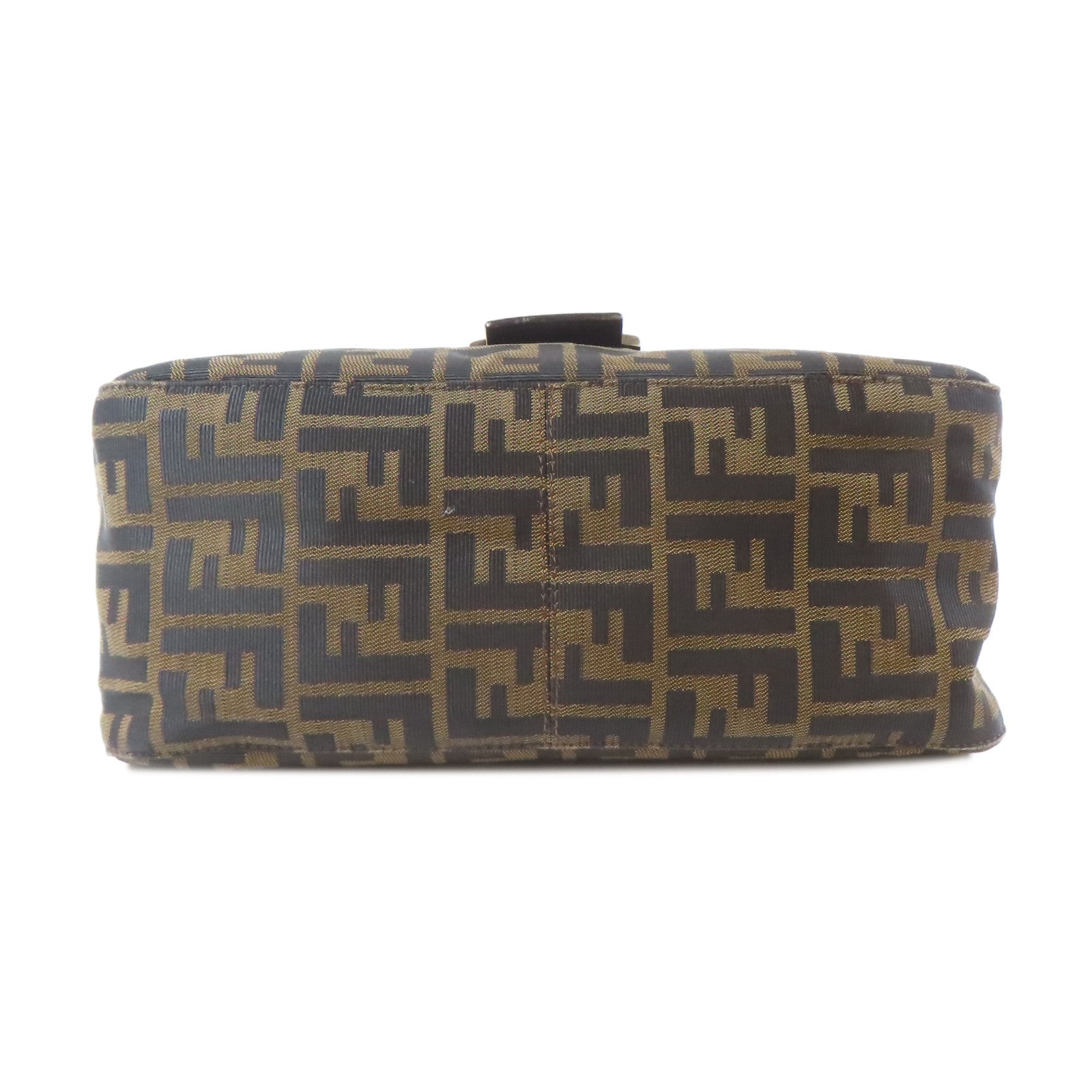 FENDI 帆布Mama Baguette銀扣肩背袋啡色/黑色