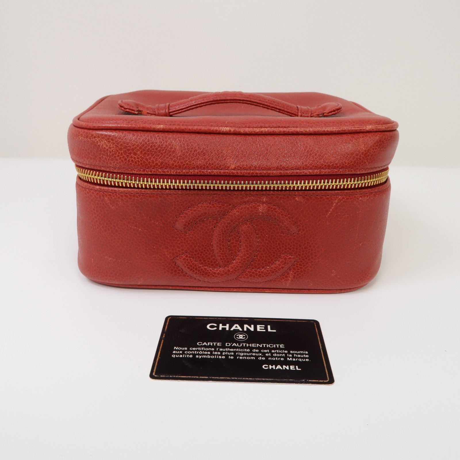 CHANEL 【激減優惠】牛皮皮革Hand Bag金扣手挽袋紅色