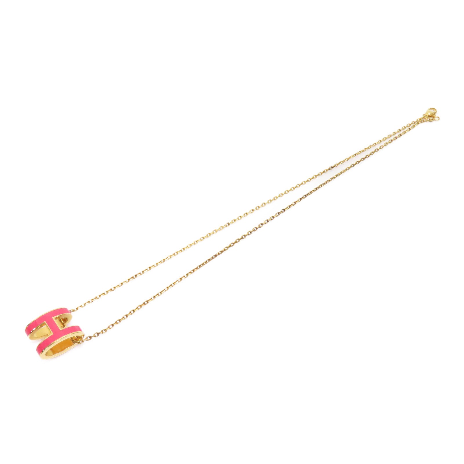 HERMES 金屬Pop H Necklace項鍊粉紅色/金色