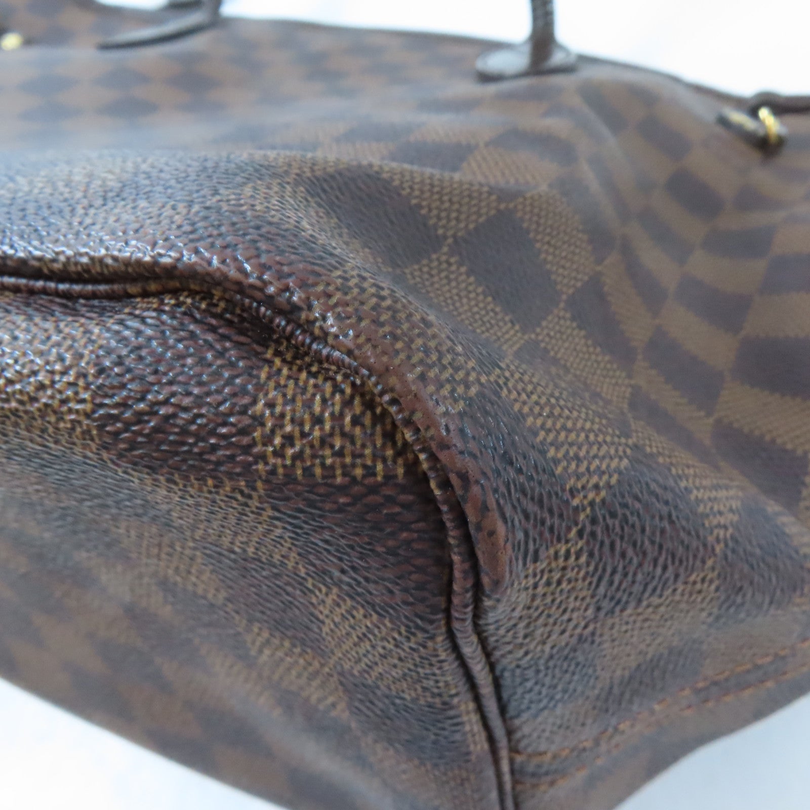 LOUIS VUITTON Damier Neverfull MM金扣手挽袋/肩背袋棕色