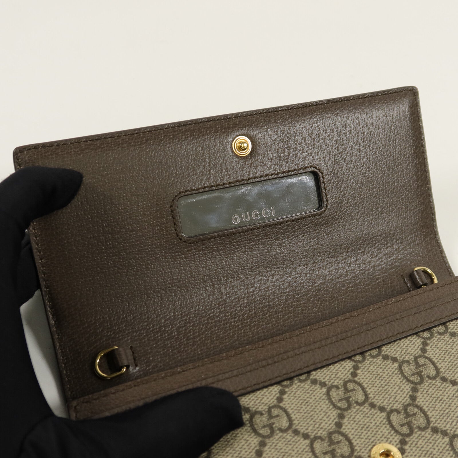 GUCCI 塗層帆布Ophidia Wallet With Chain鏈帶肩背袋