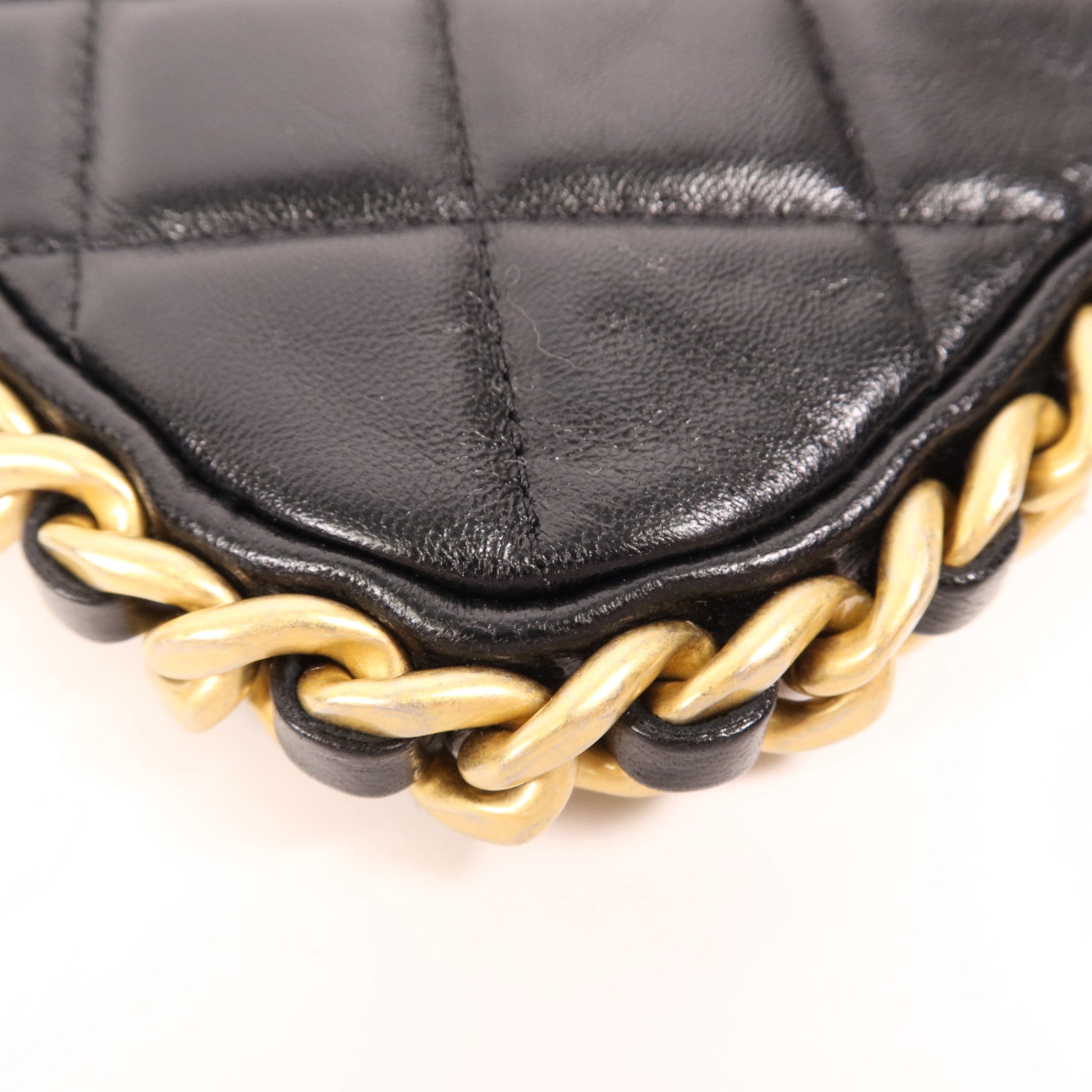 CHANEL 牛皮皮革Chain Shoulder金扣手挽肩背兩用袋