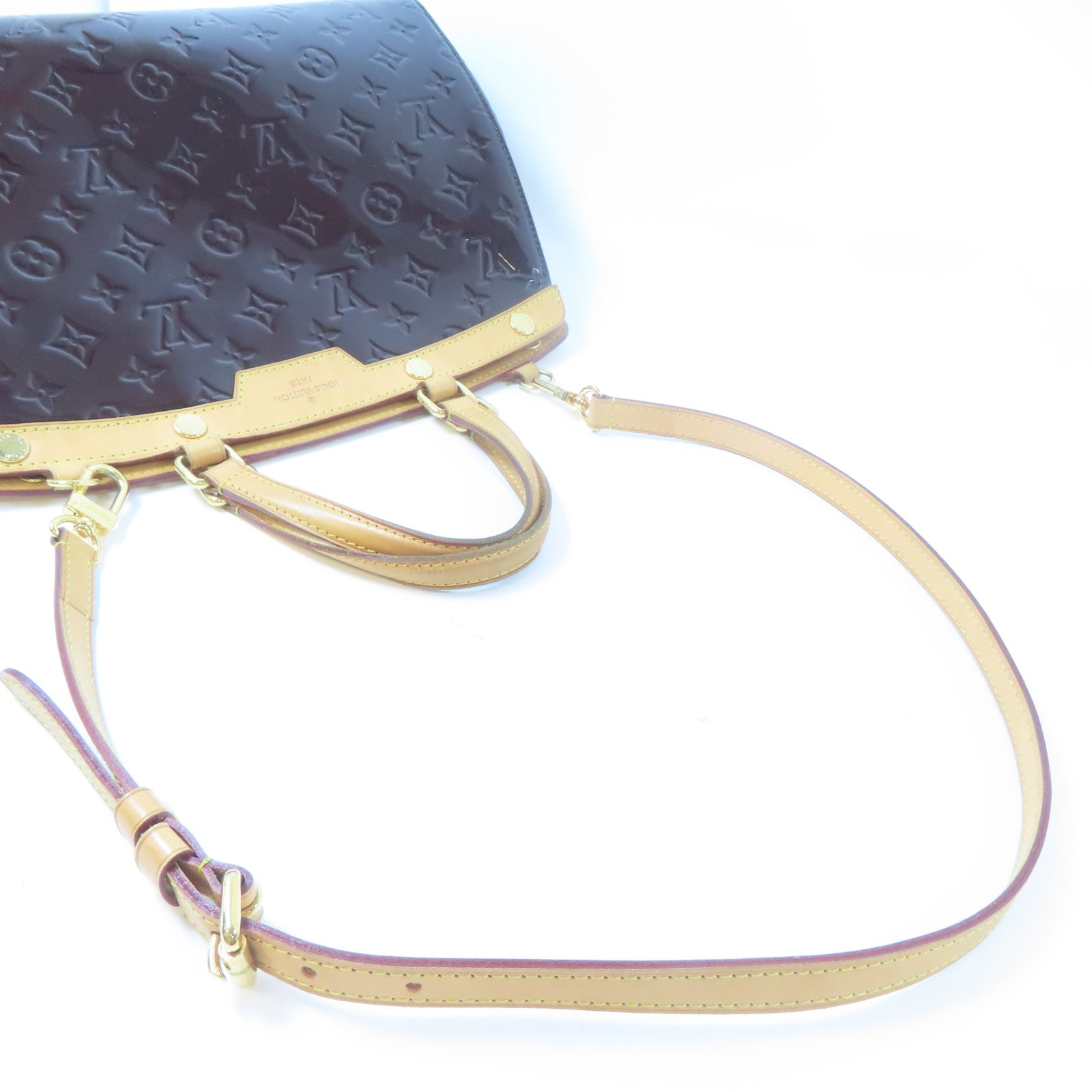 LOUIS VUITTON Monogram Vernis Blair MM金扣手挽肩背兩用袋酒紅色