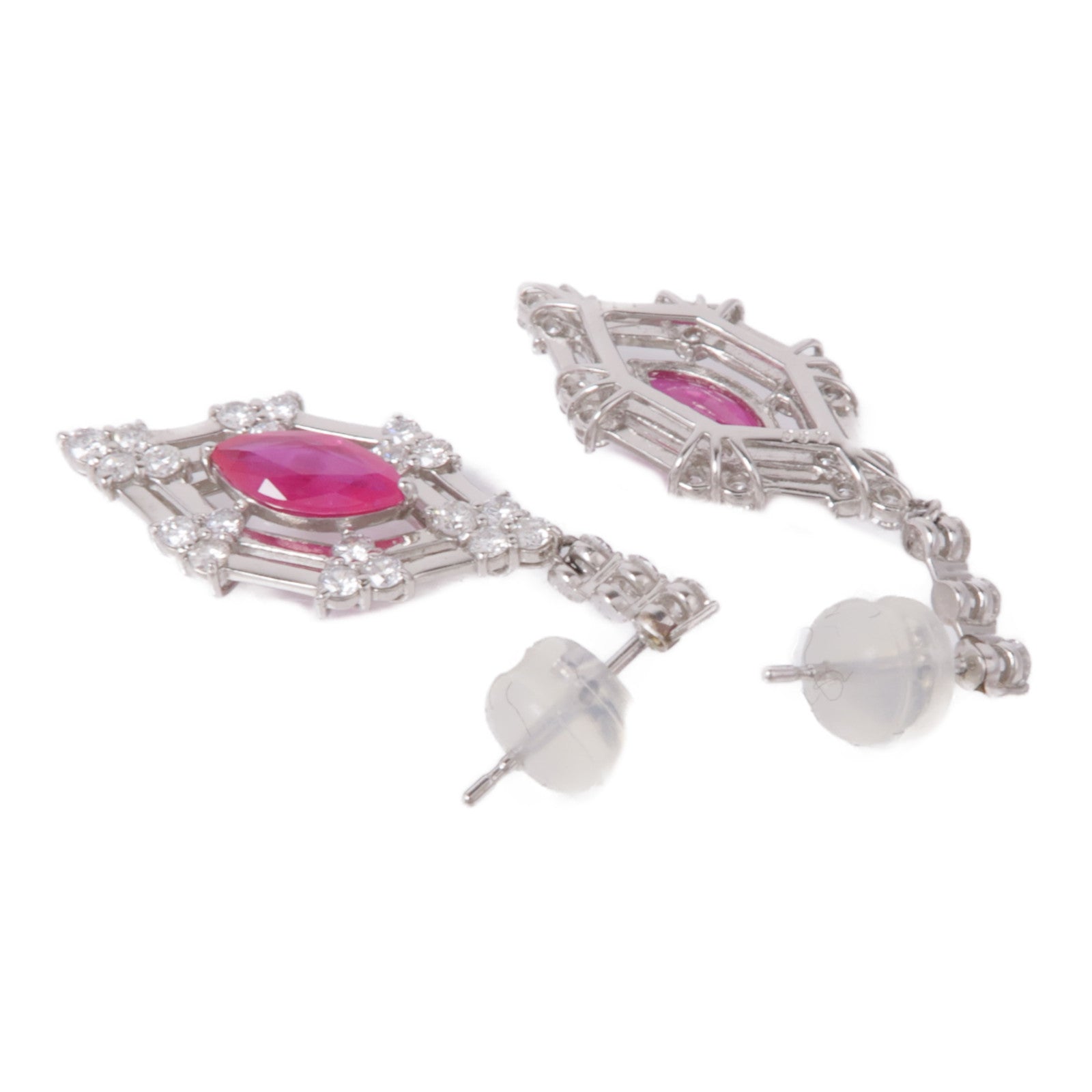 JEWELRY 【激減優惠】PT900鉑金Ruby/Diamond Earrings紅寶石/鑽石耳環