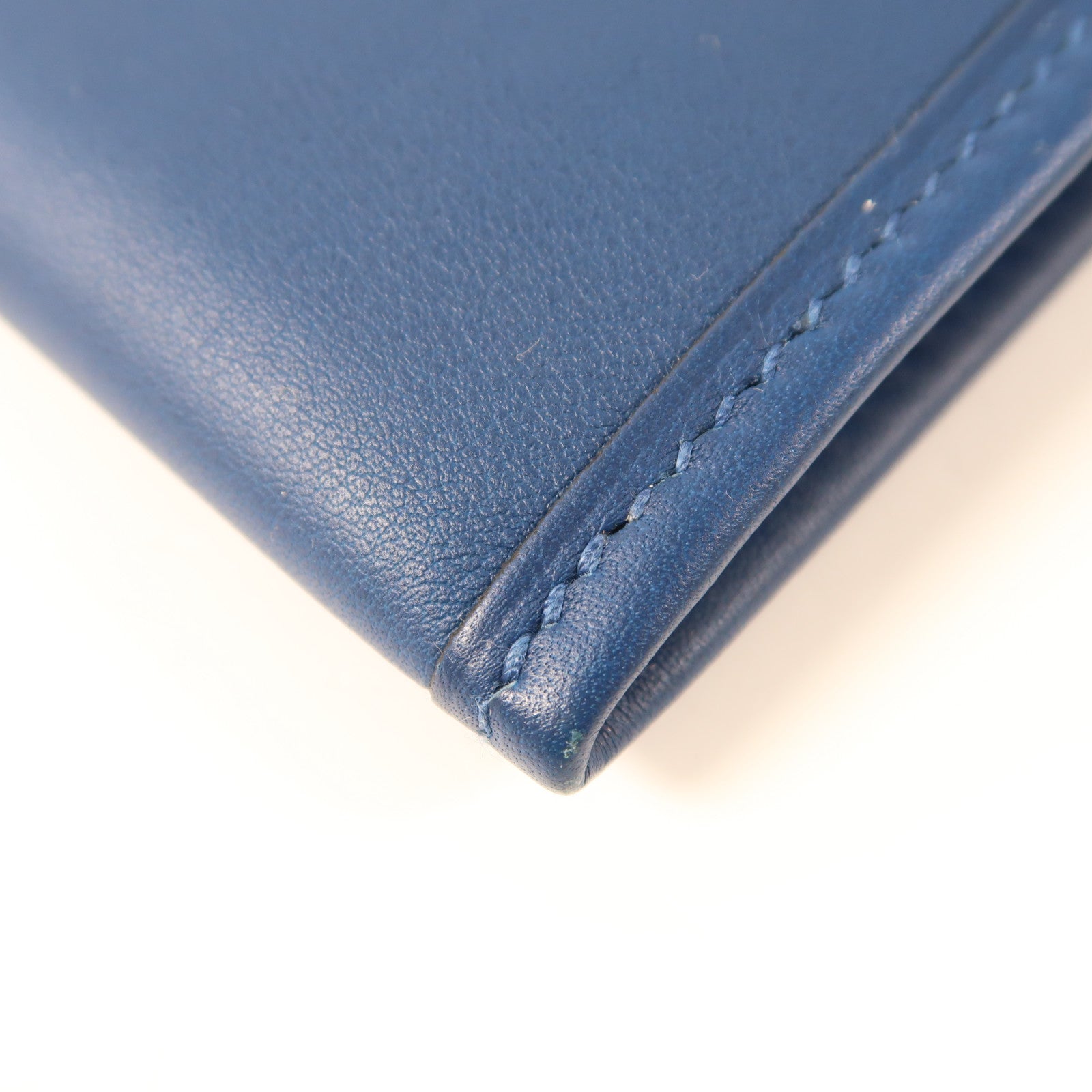 HERMES Swift皮革Jige Duo銀扣長錢包Bleu Brighton