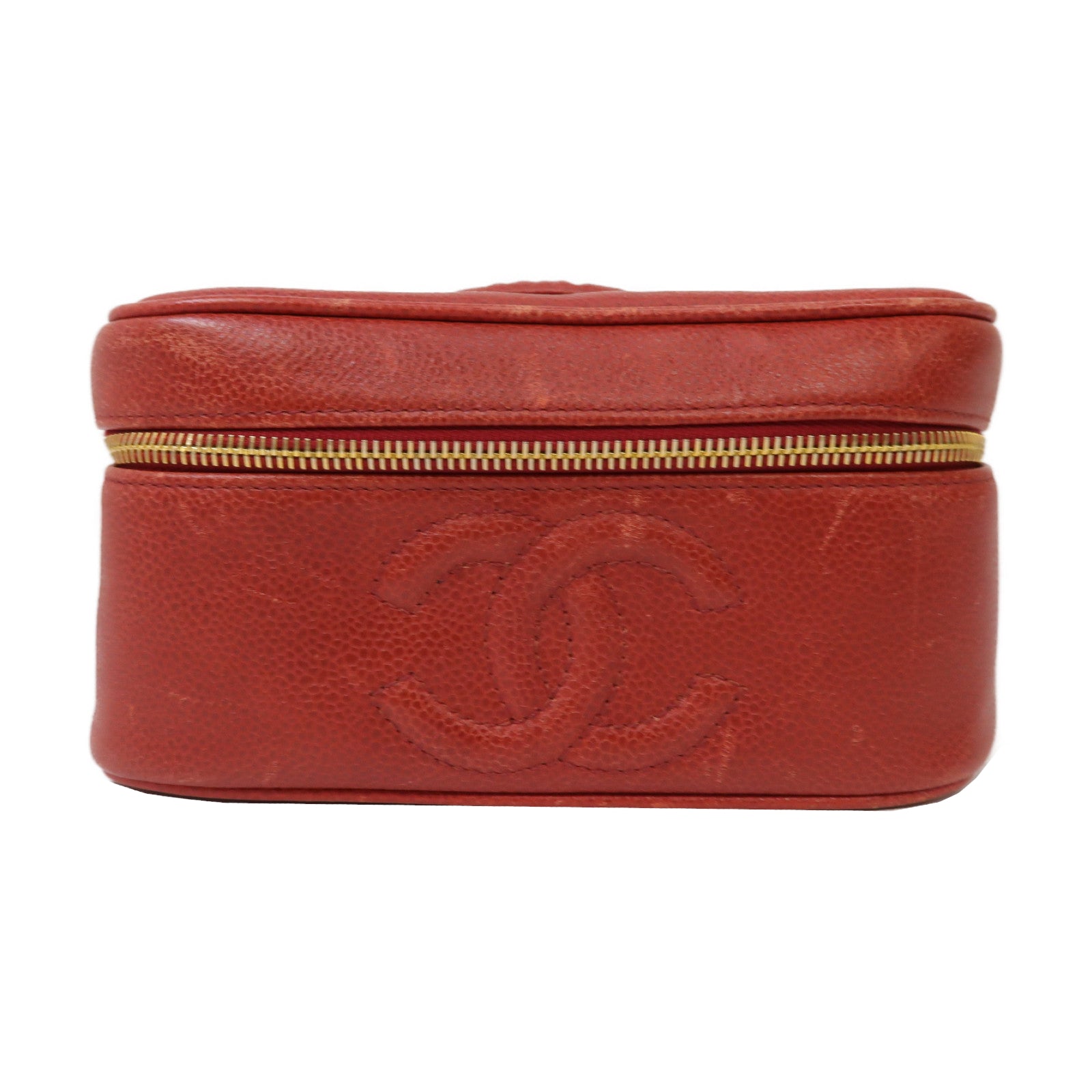 CHANEL 【激減優惠】牛皮皮革Hand Bag金扣手挽袋紅色