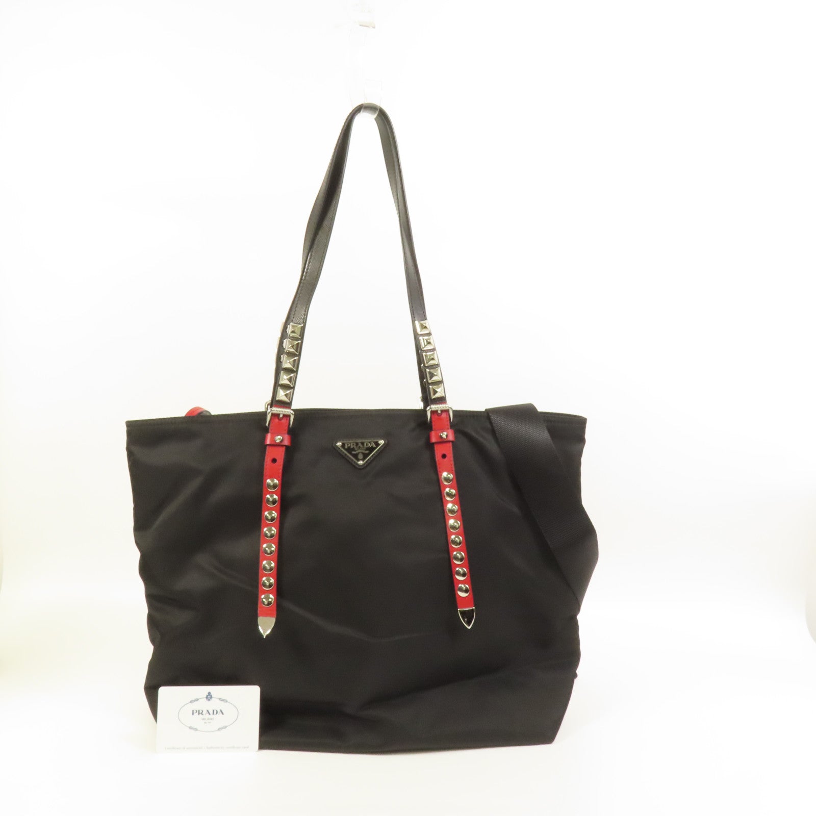 PRADA 尼龍Tote銀扣手挽肩背兩用袋