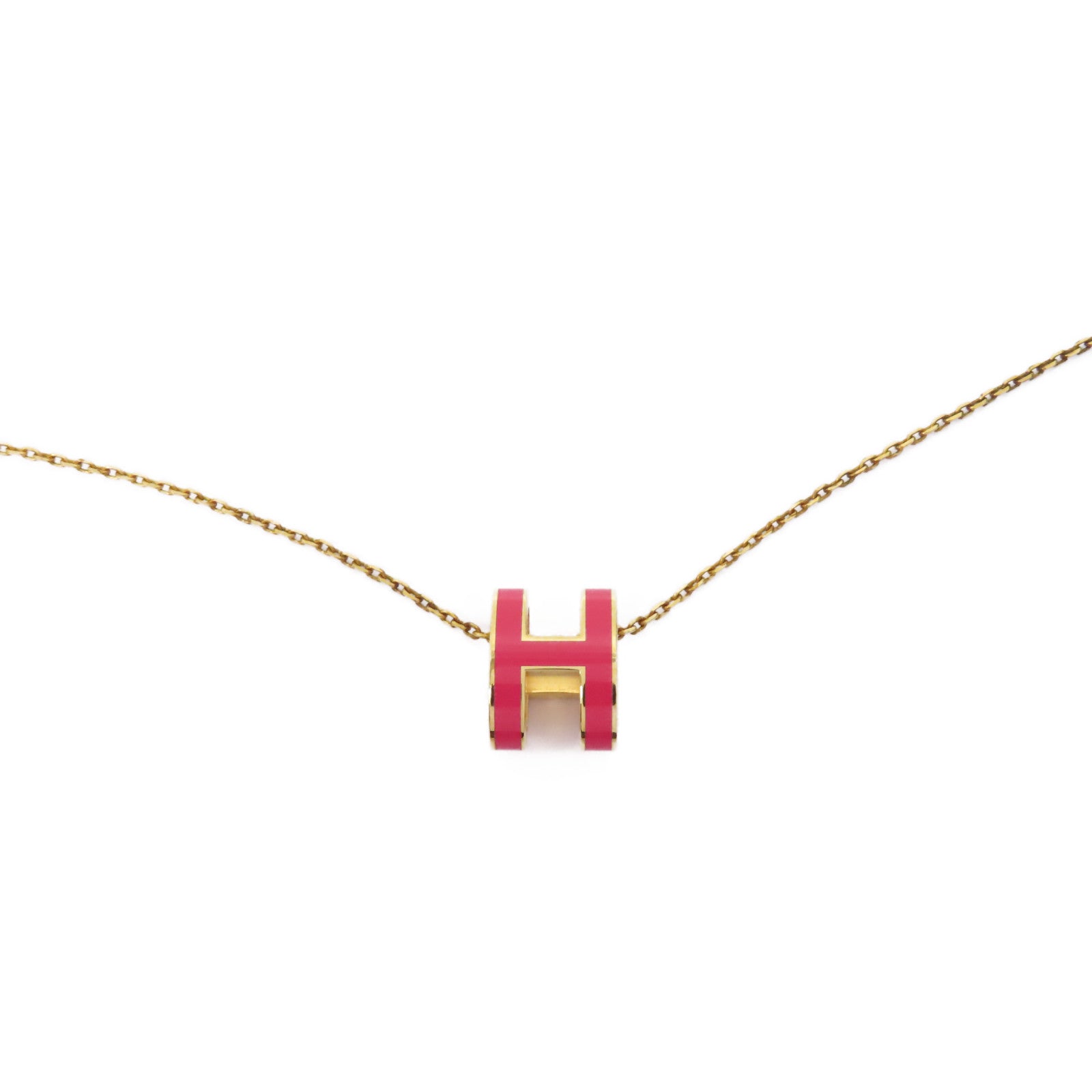 HERMES 金屬Pop H Necklace項鍊粉紅色/金色