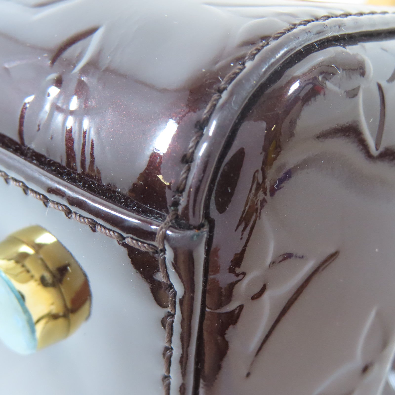 LOUIS VUITTON Monogram Vernis Blair MM金扣手挽肩背兩用袋酒紅色