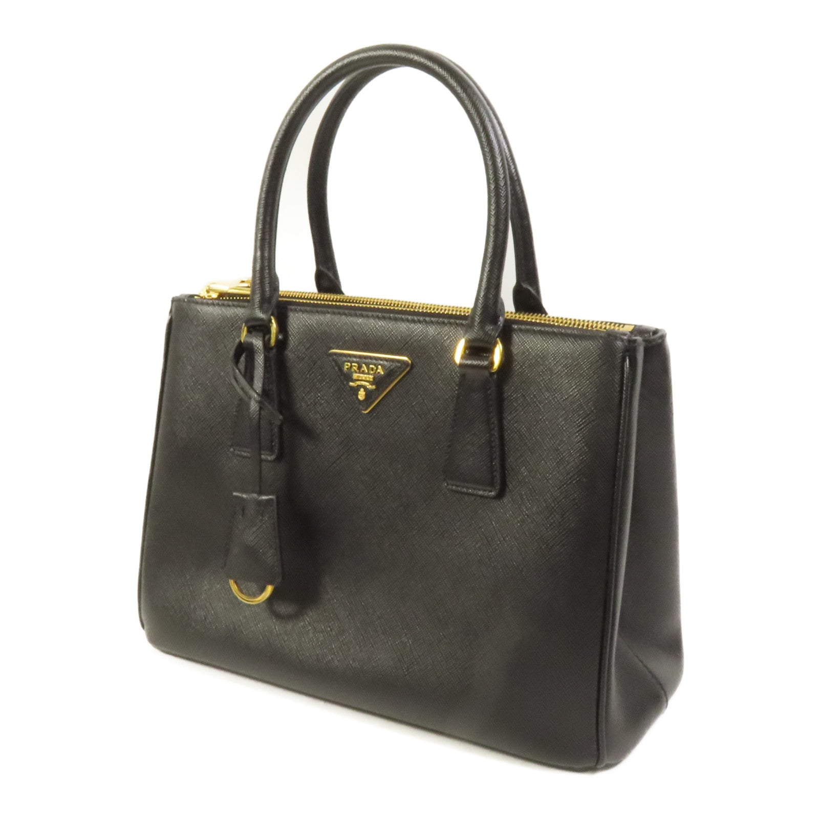PRADA Saffiano皮革2Way Bag金扣手挽肩背兩用袋