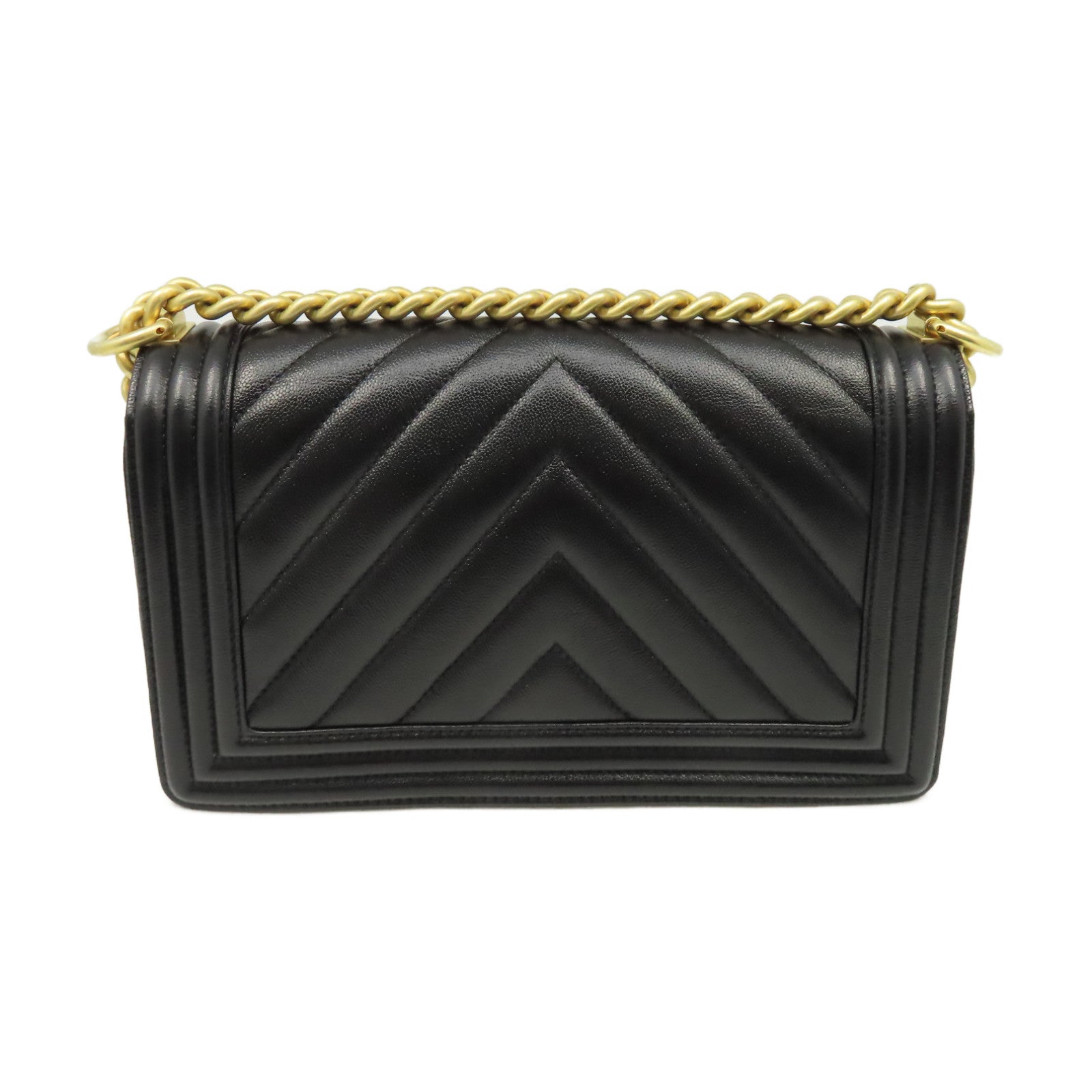 CHANEL **【激減優惠】斜紋Caviar皮革Boy Chanel 25 Chain Shoulder Bag金扣鏈帶肩背袋黑色